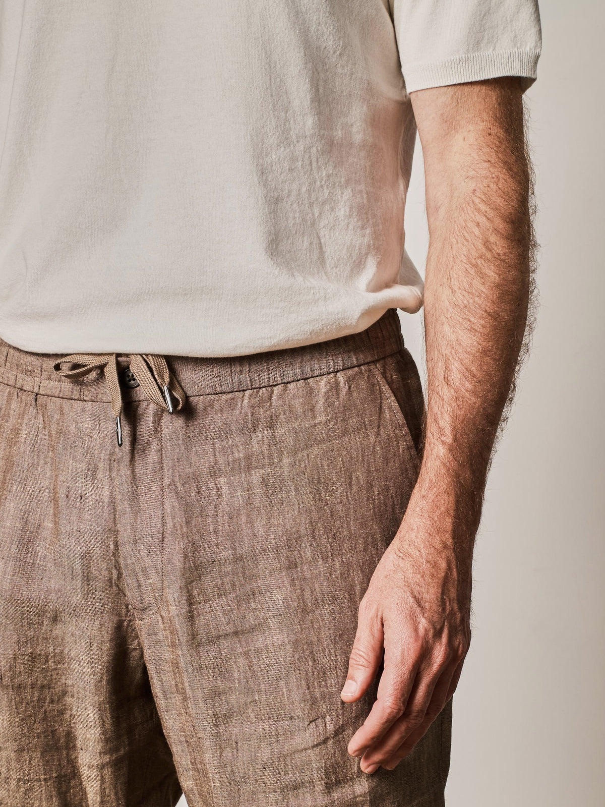 Light Brown Linen Jogger Pant