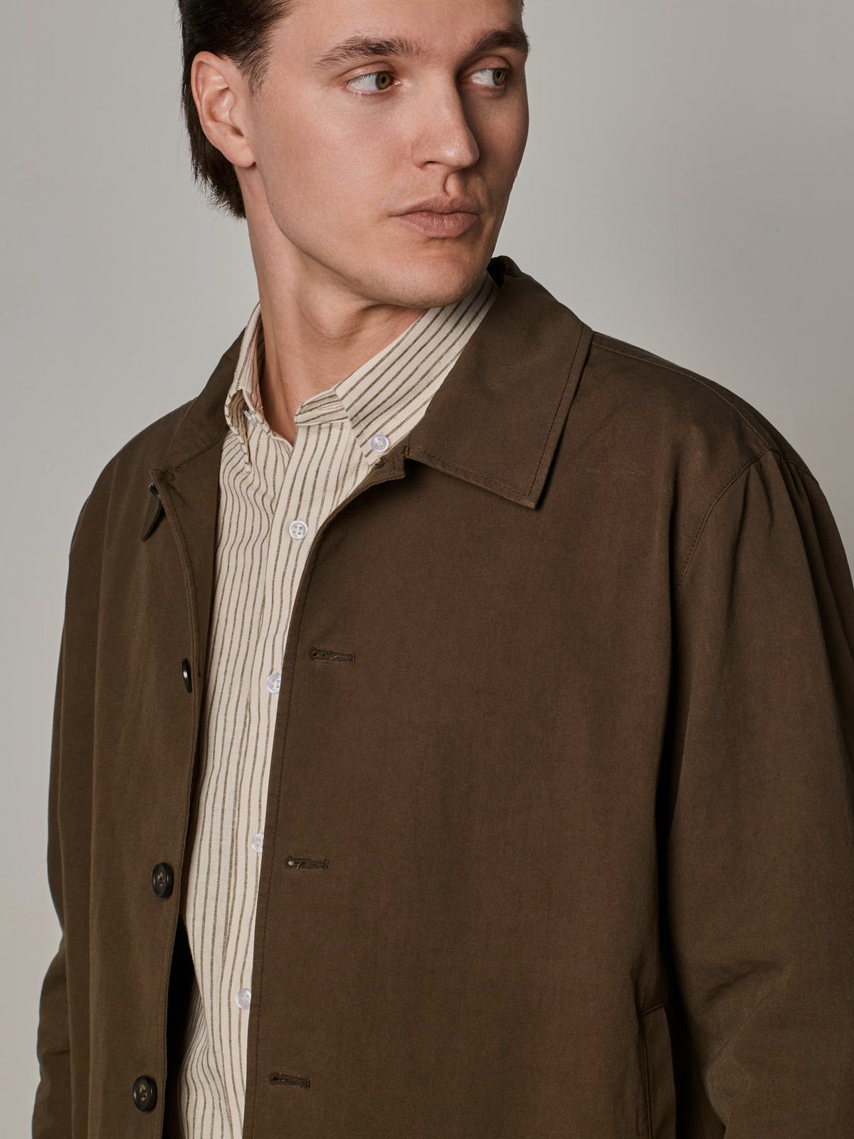 Brown Japanese Cotton Bomber Jacket