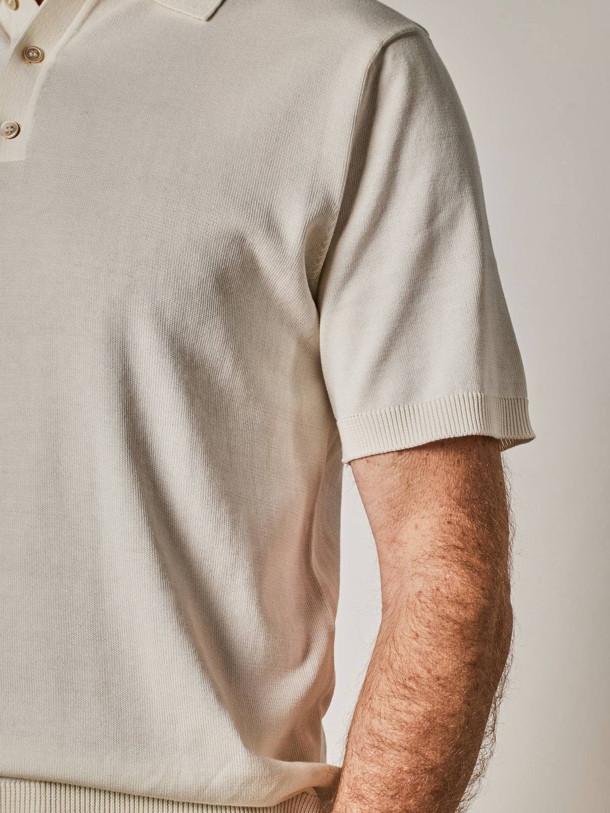 Off White Mercerised Cotton Short Sleeve Polo