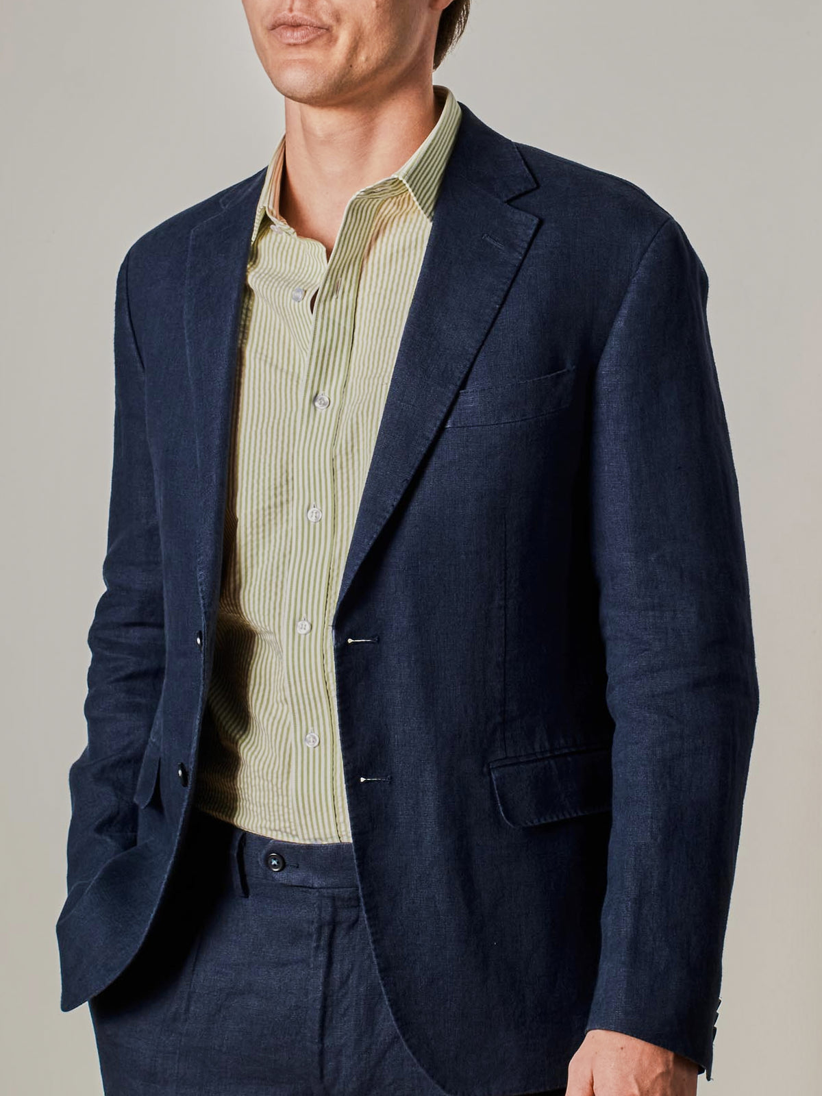Navy Linen Blazer