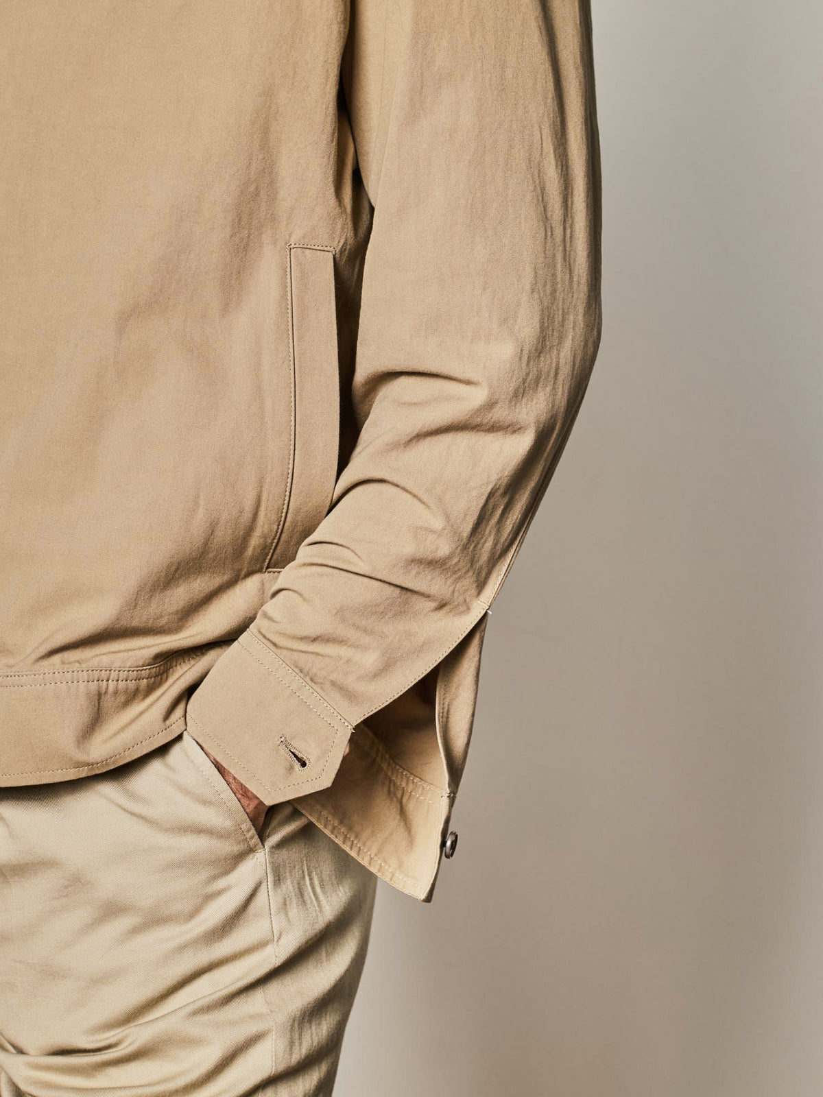 Beige Japanese Cotton Bomber Jacket