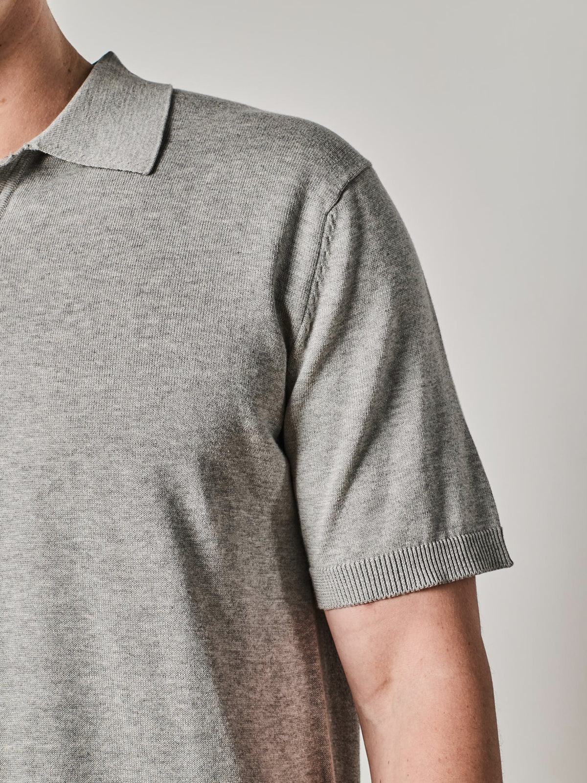 Grey Mercerised Cotton Short Sleeve Polo