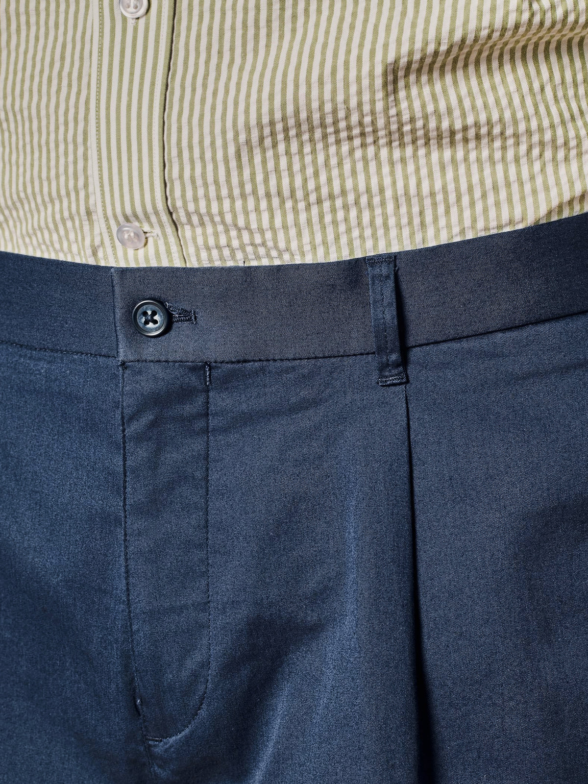 Blue Pleated Shorts