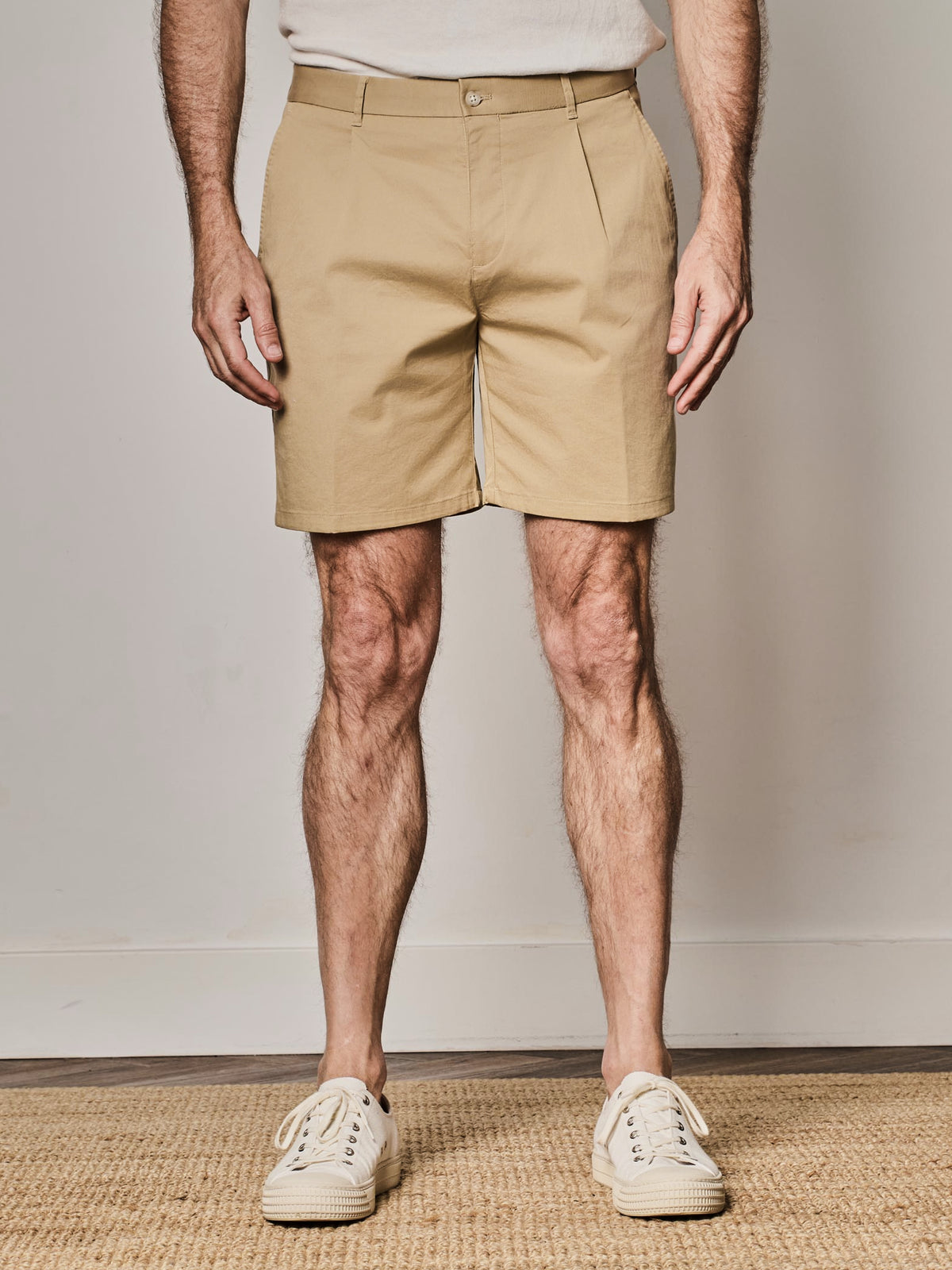 Beige Pleated Shorts