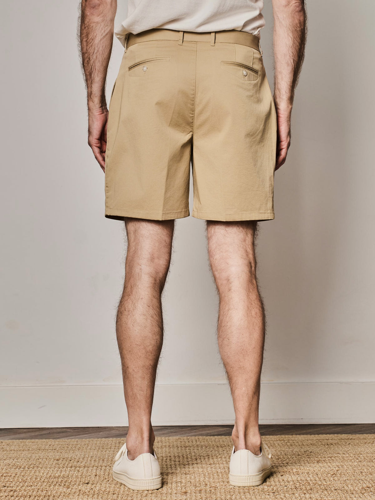 Beige Pleated Shorts