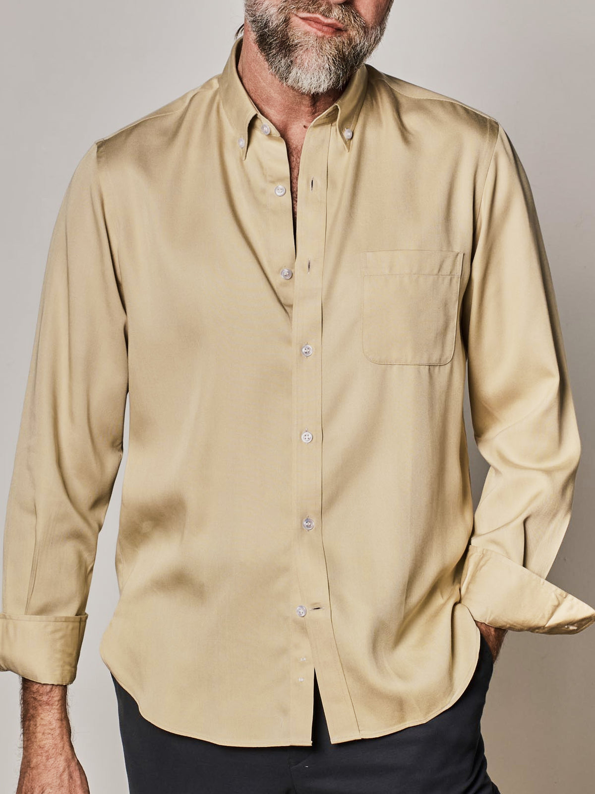 Cream Tencel Button Down Shirt