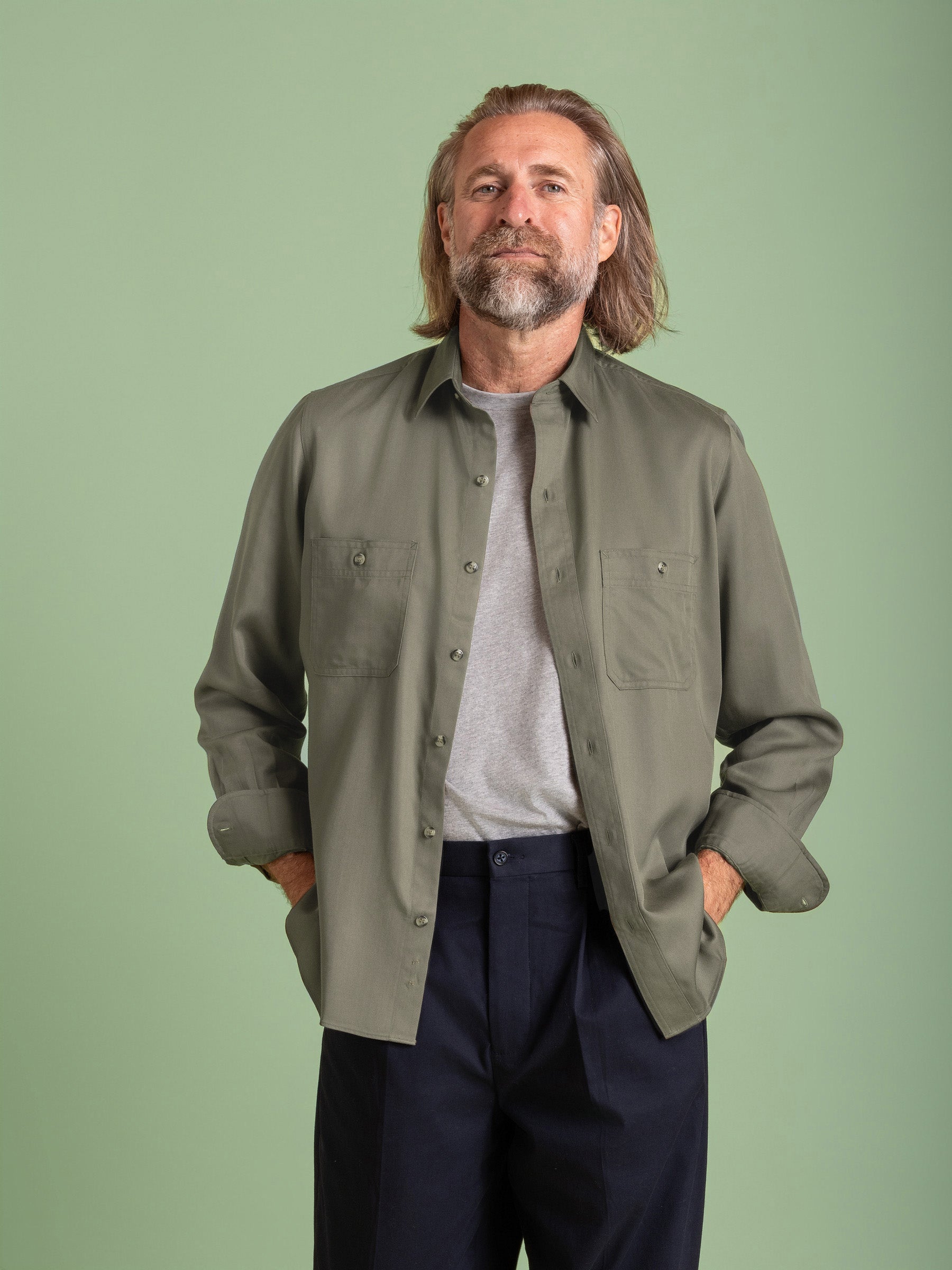Olive Tencel Osaka Shirt