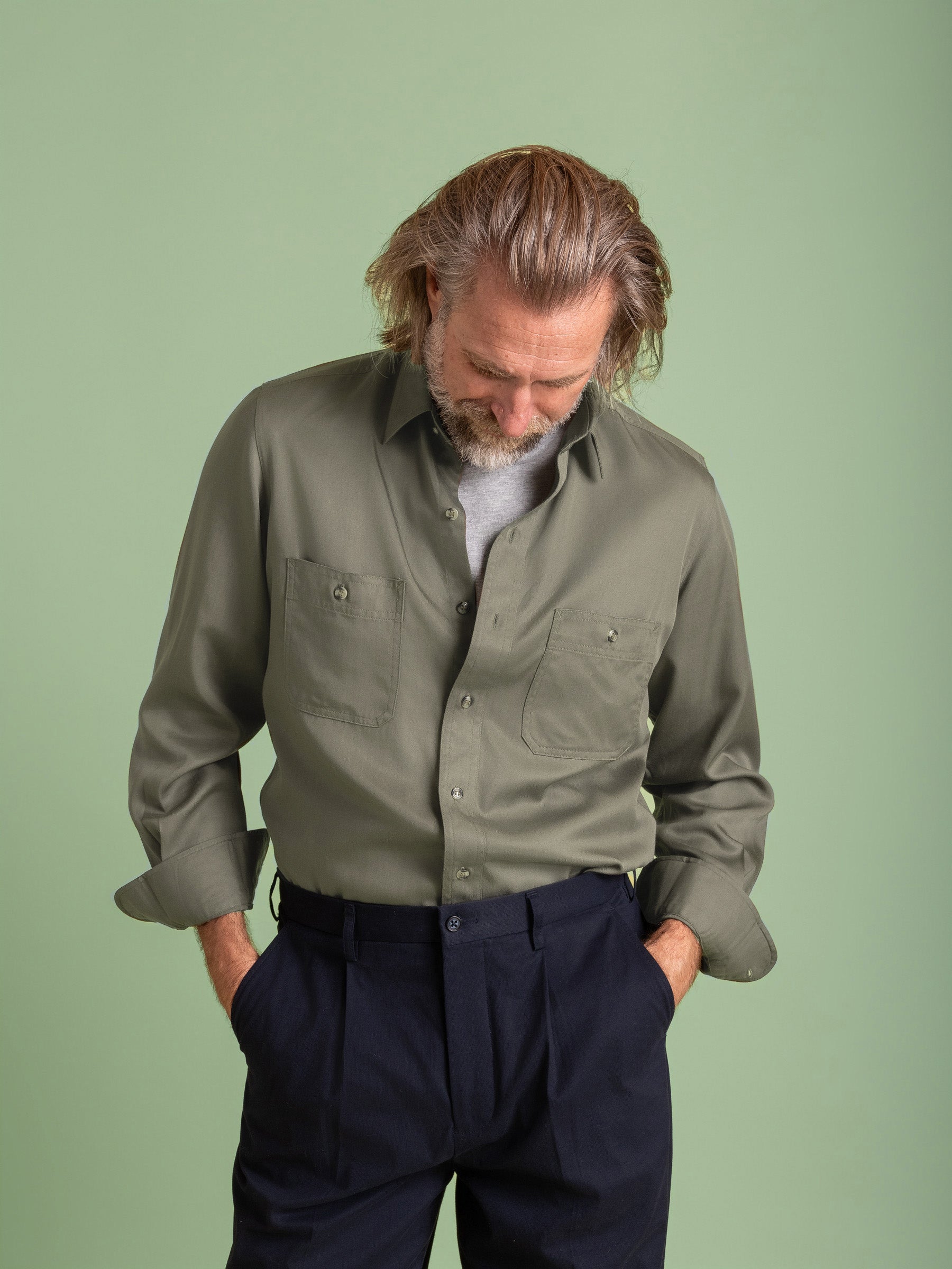 Olive Tencel Osaka Shirt