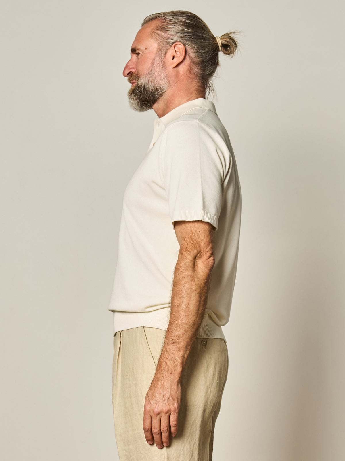 Off White Mercerised Cotton Short Sleeve Polo