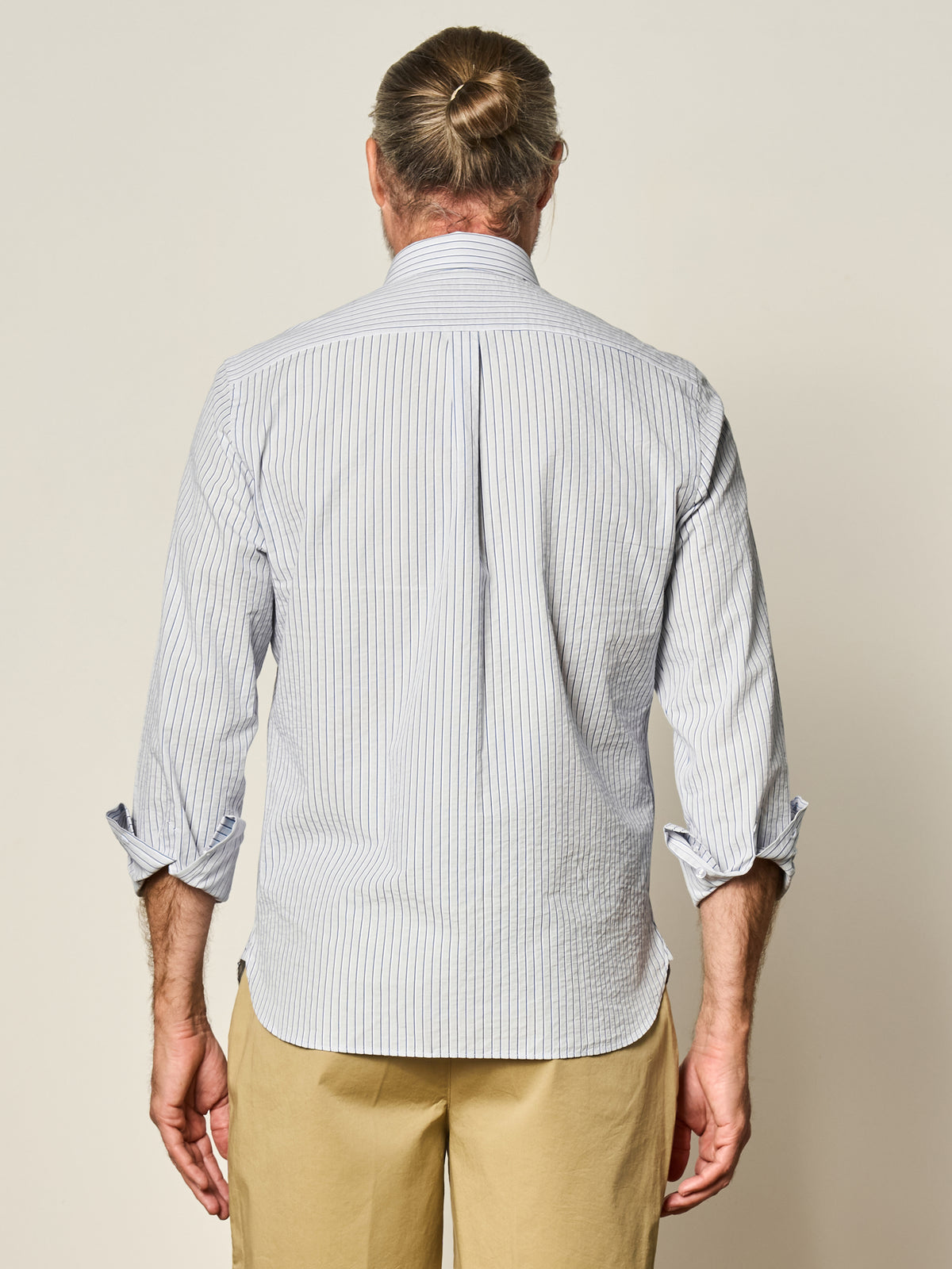 Blue Stripe Seersucker Button Down Shirt