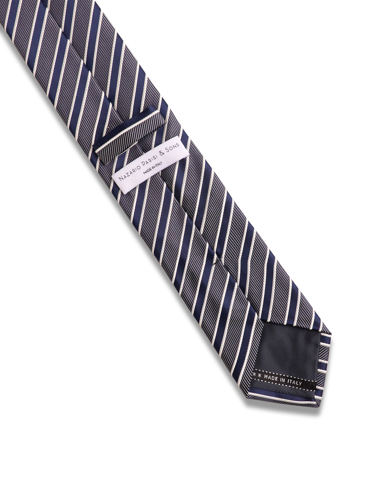 Grey & Navy Stripe Silk Tie