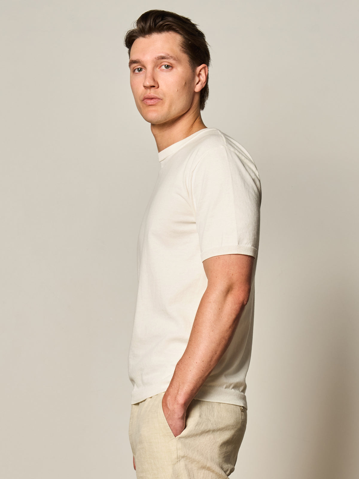 Off-White Cotton Cashmere Knit T-Shirt