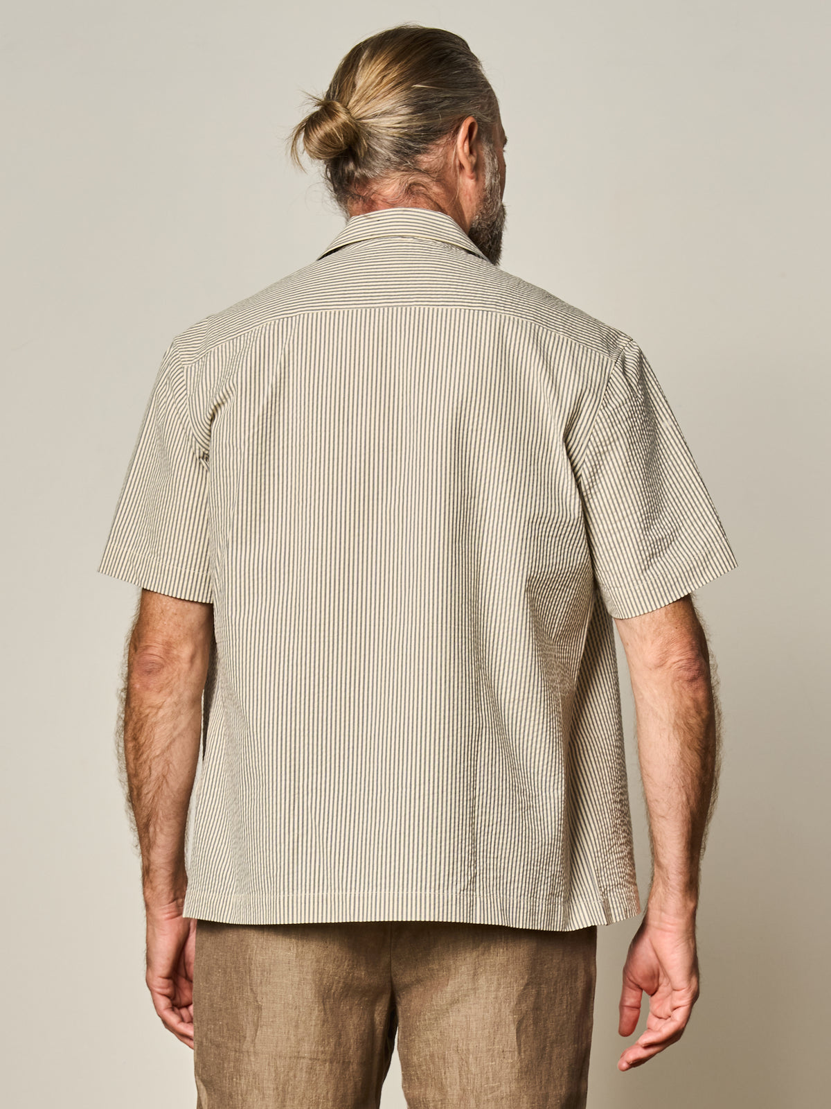 Navy Stripe Seersucker Short Sleeve Shirt