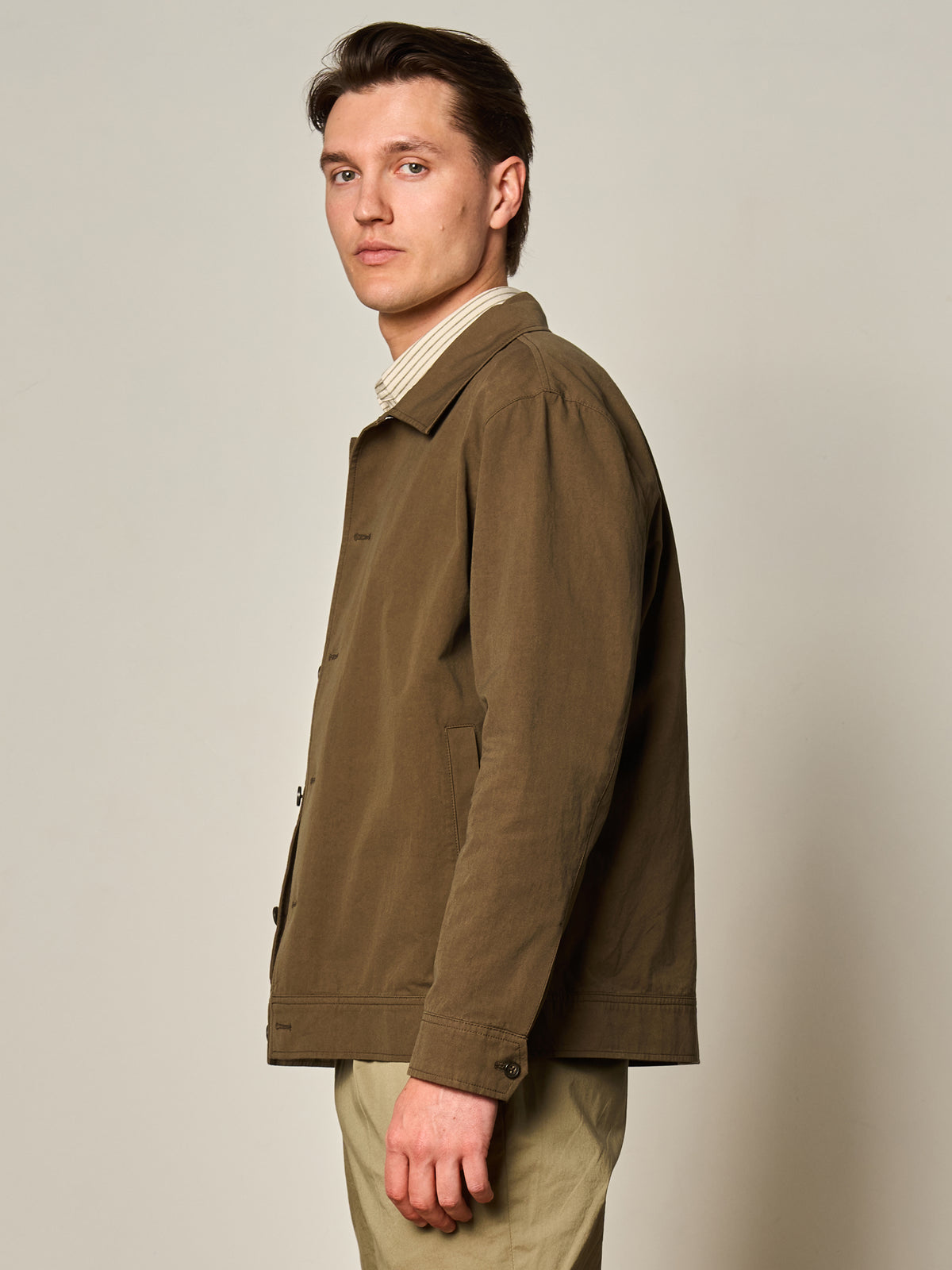Brown Japanese Cotton Bomber Jacket