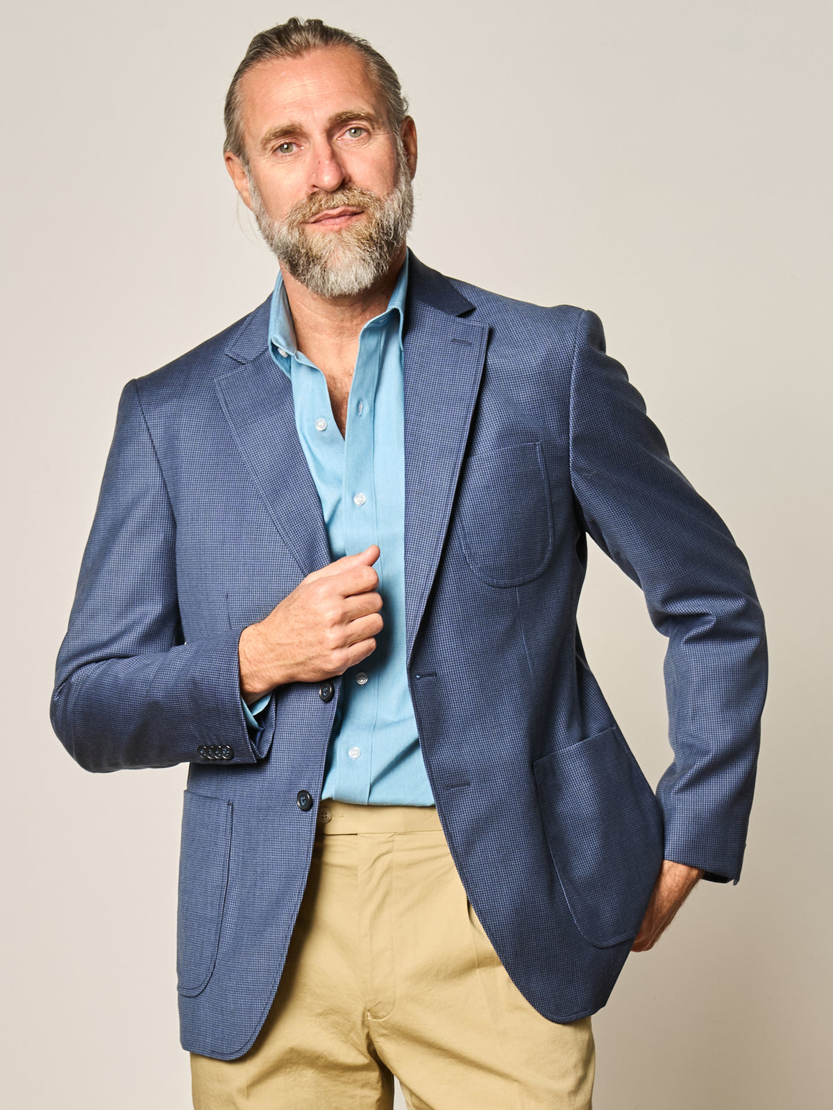 Deconstructed Navy Houndstooth Blazer
