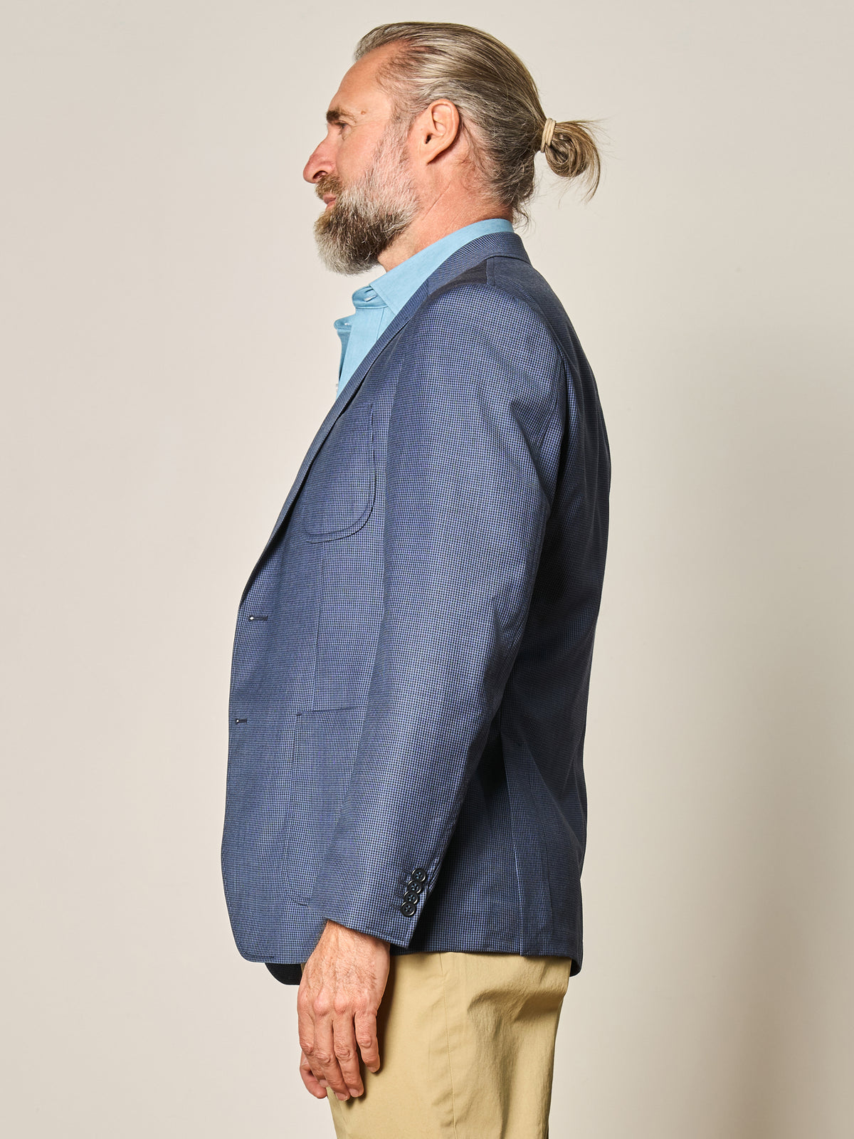 Deconstructed Navy Houndstooth Blazer