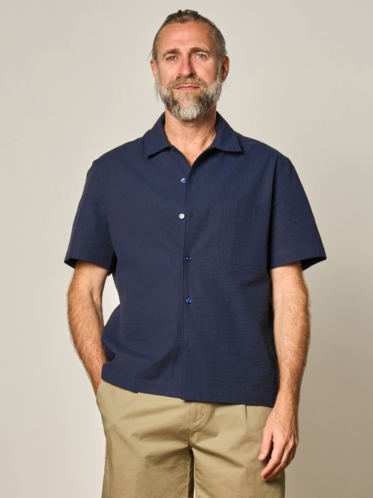 Black Stripe Seersucker Short Sleeve Shirt