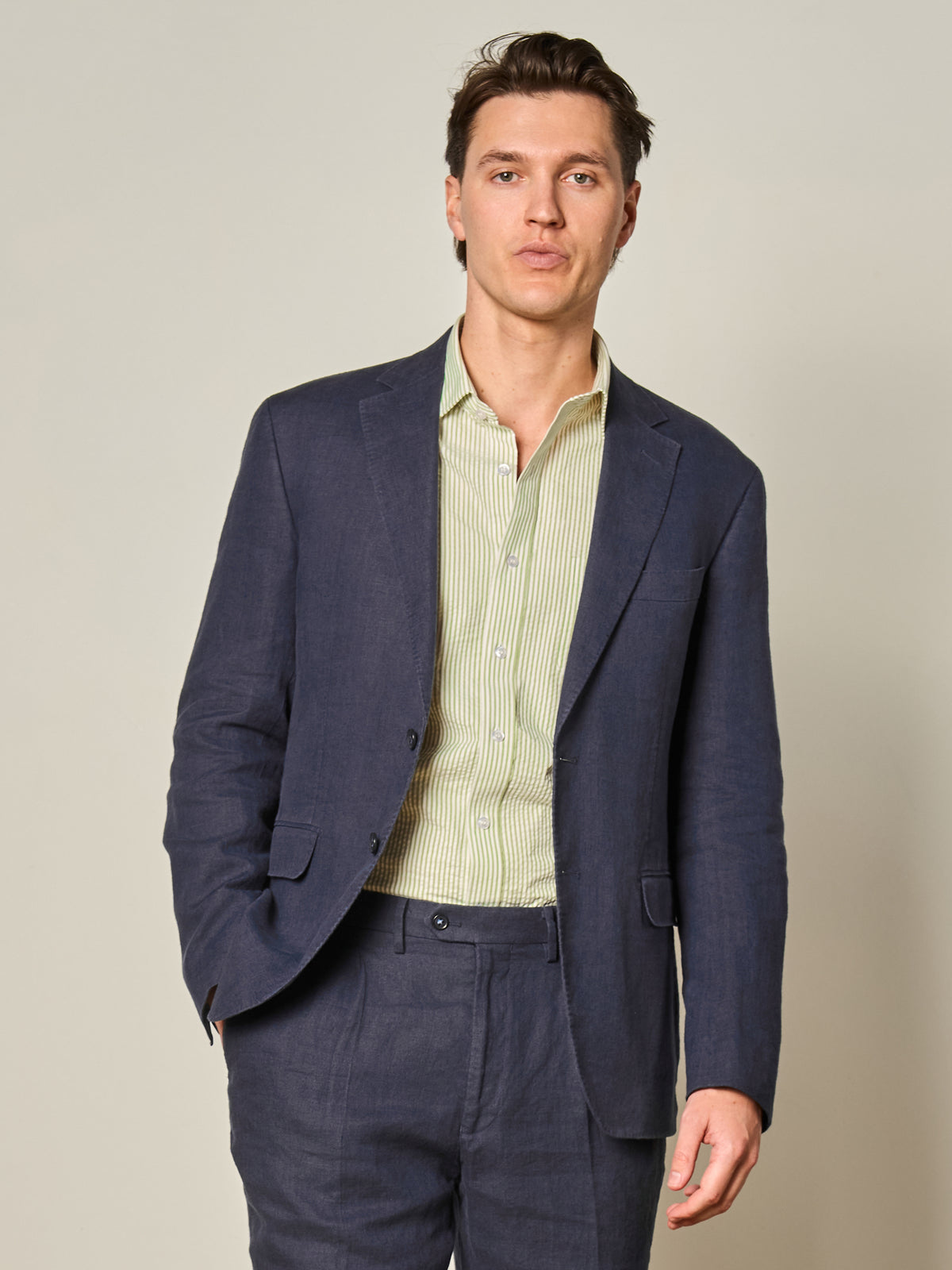 Navy Linen Blazer