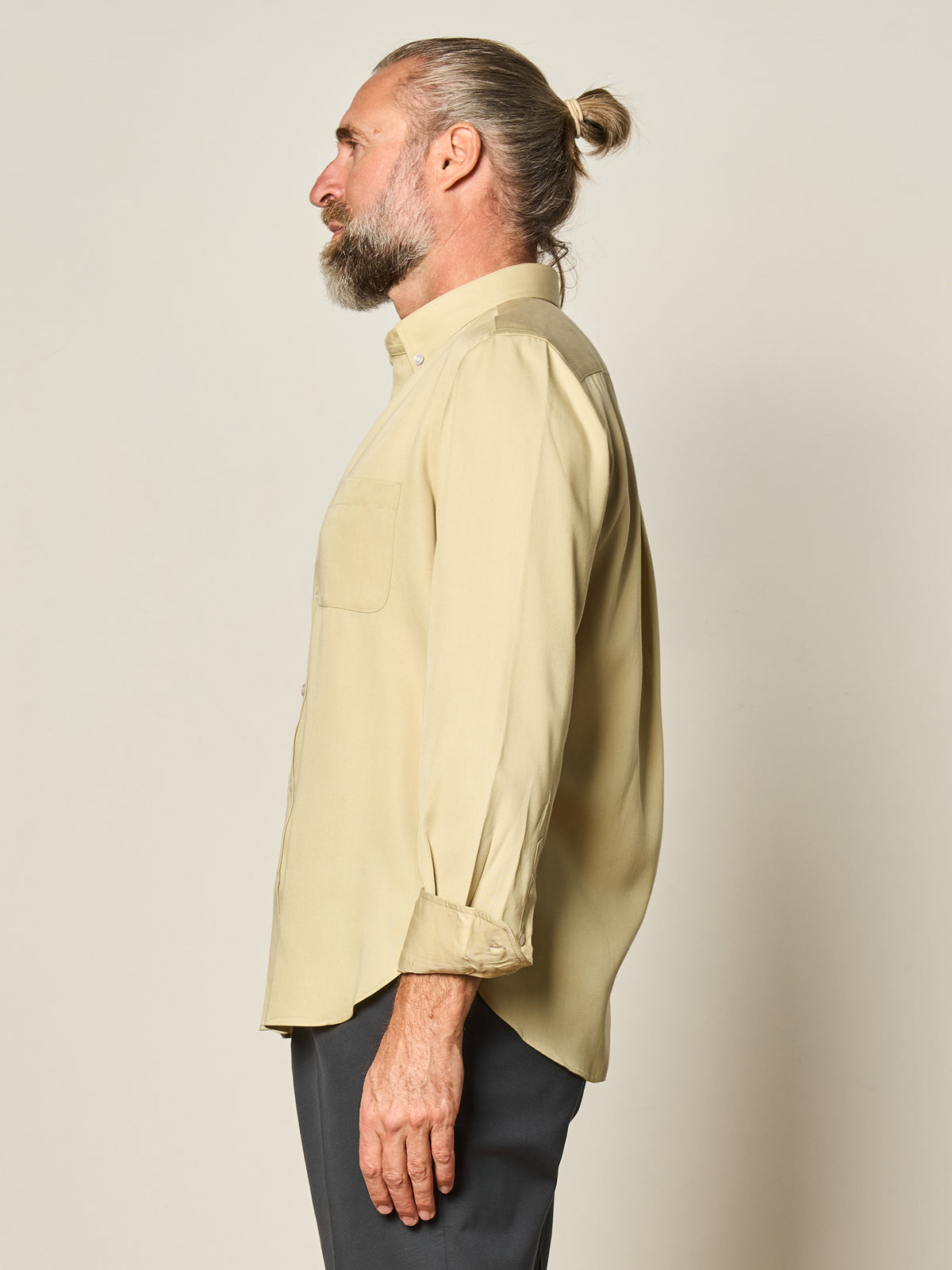 Cream Tencel Button Down Shirt