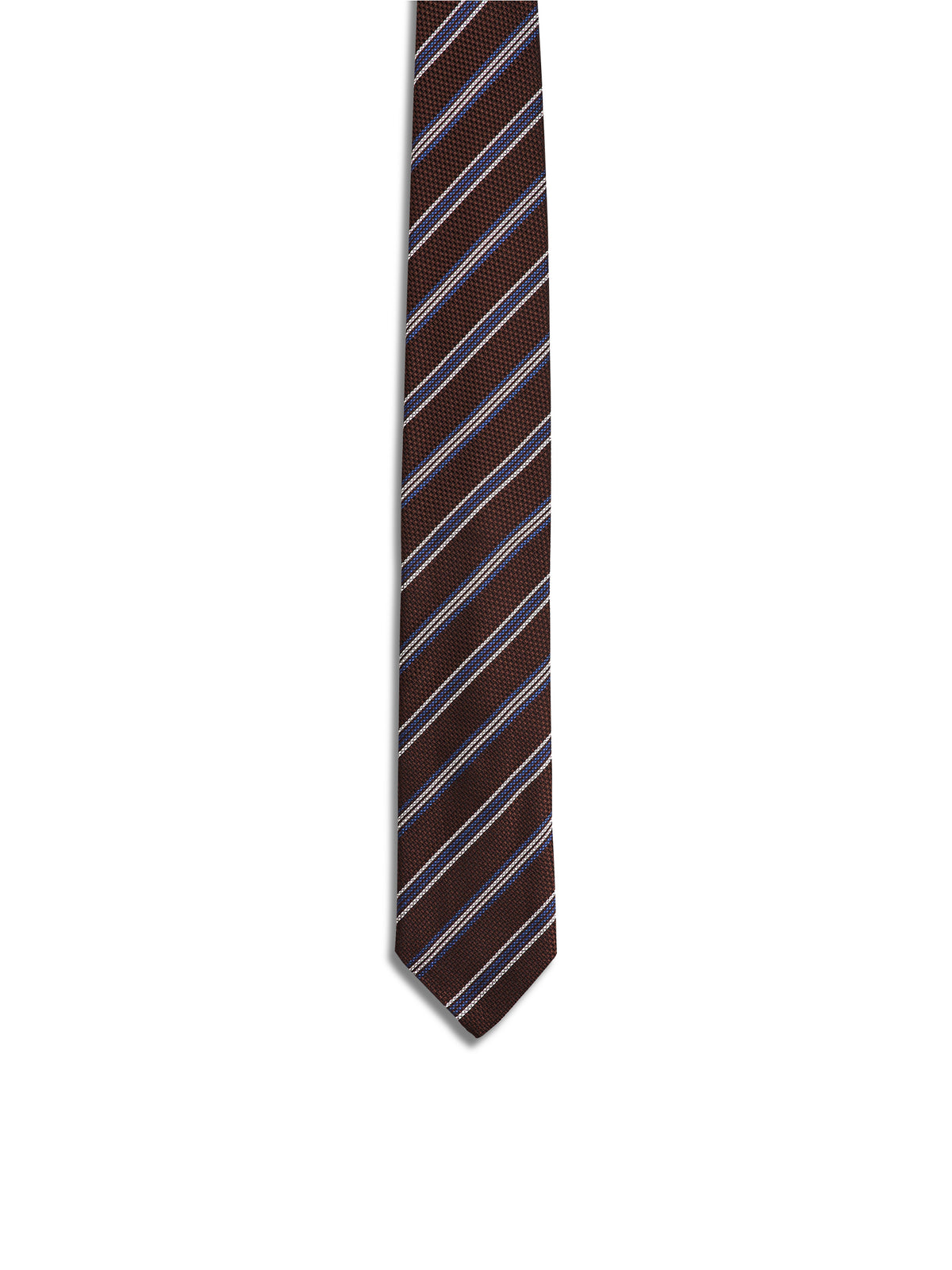 Brown & Blue Stripe Silk Tie