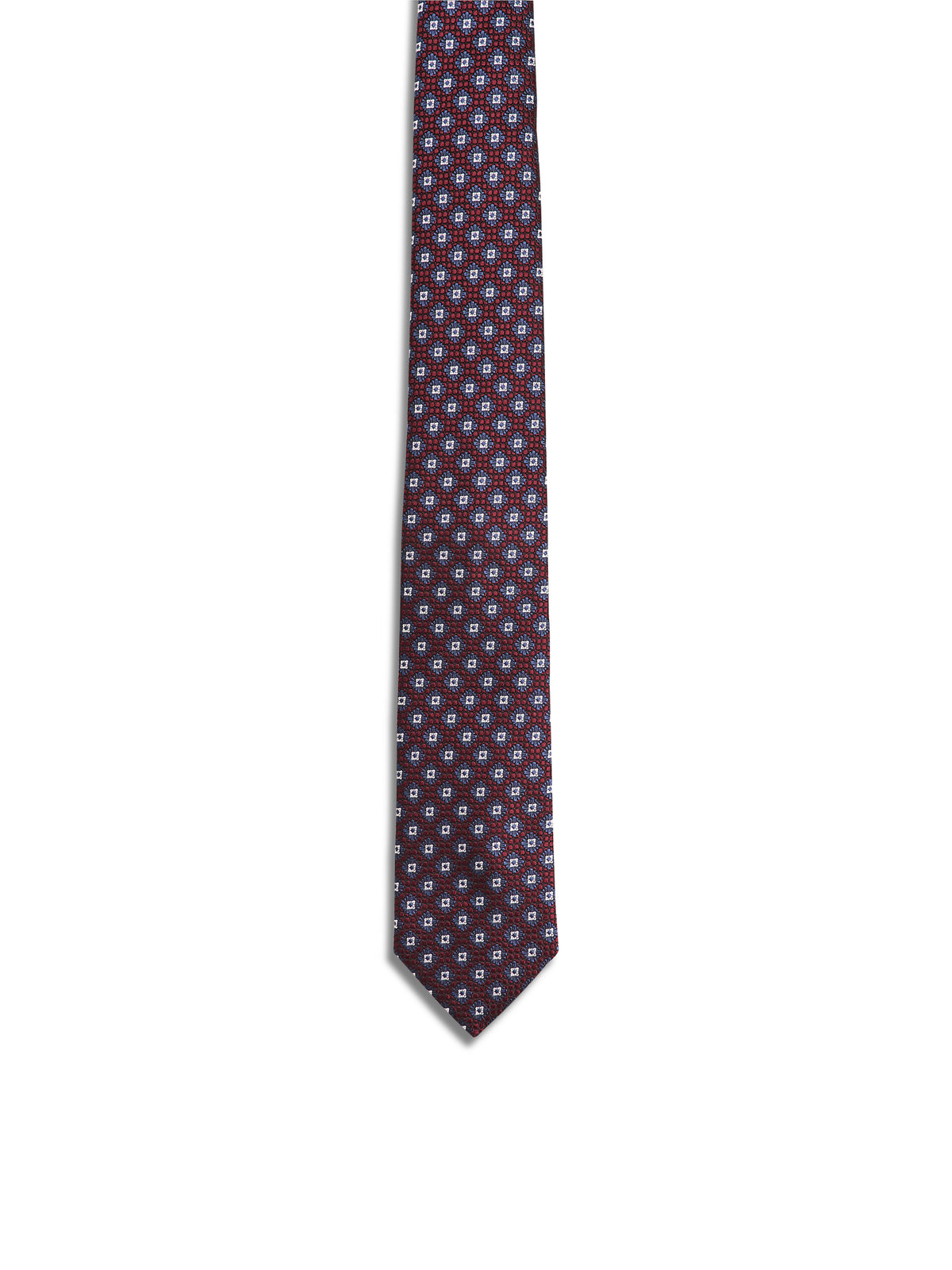 Burgundy & Blue Medallion Silk Tie