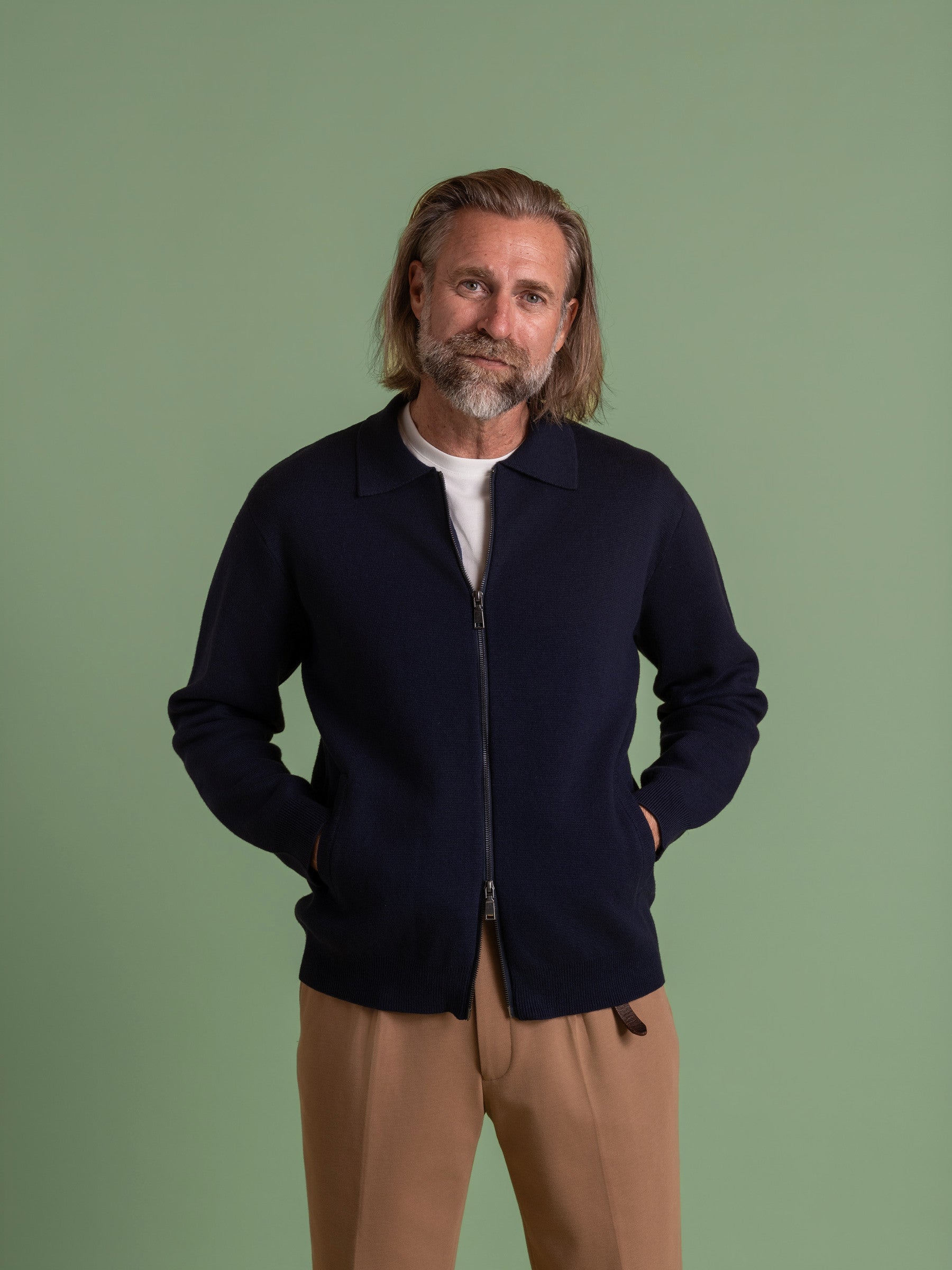 Navy Full Zip Cardigan