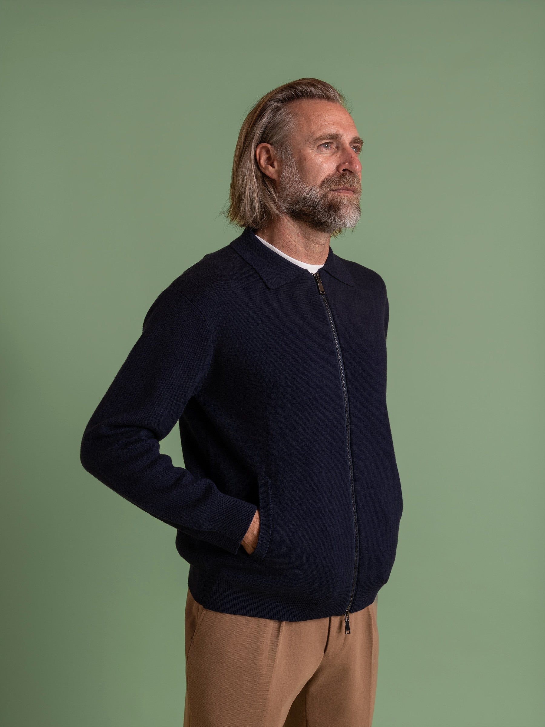Navy Full Zip Cardigan