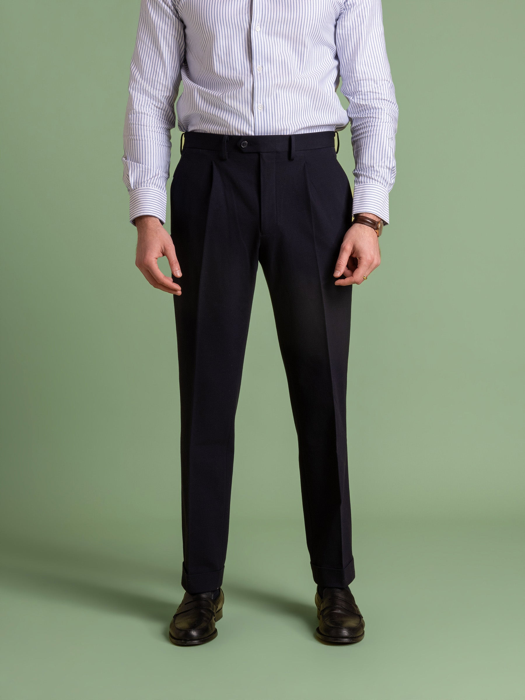 Navy Pleated Trouser
