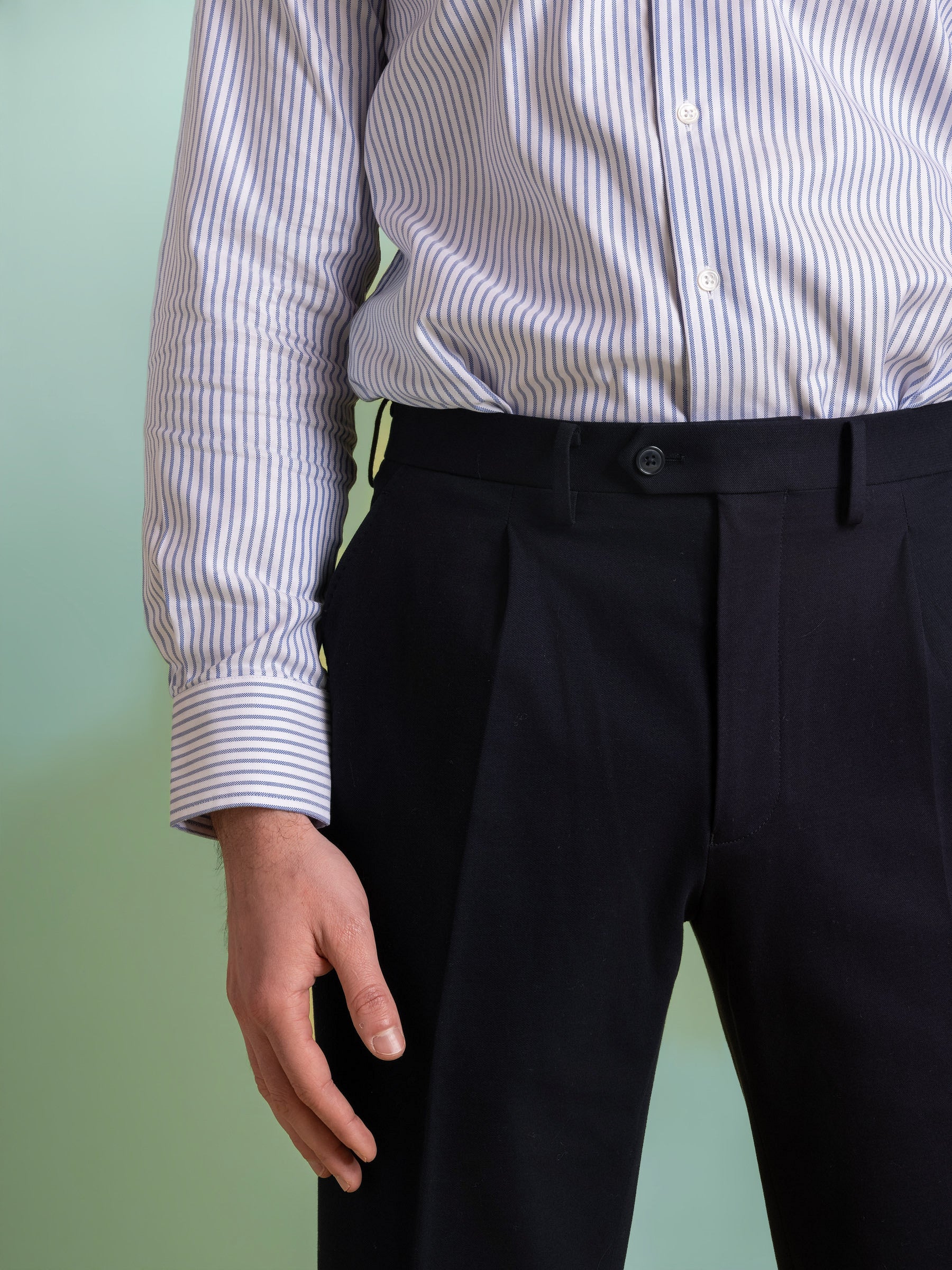 Navy Pleated Trouser
