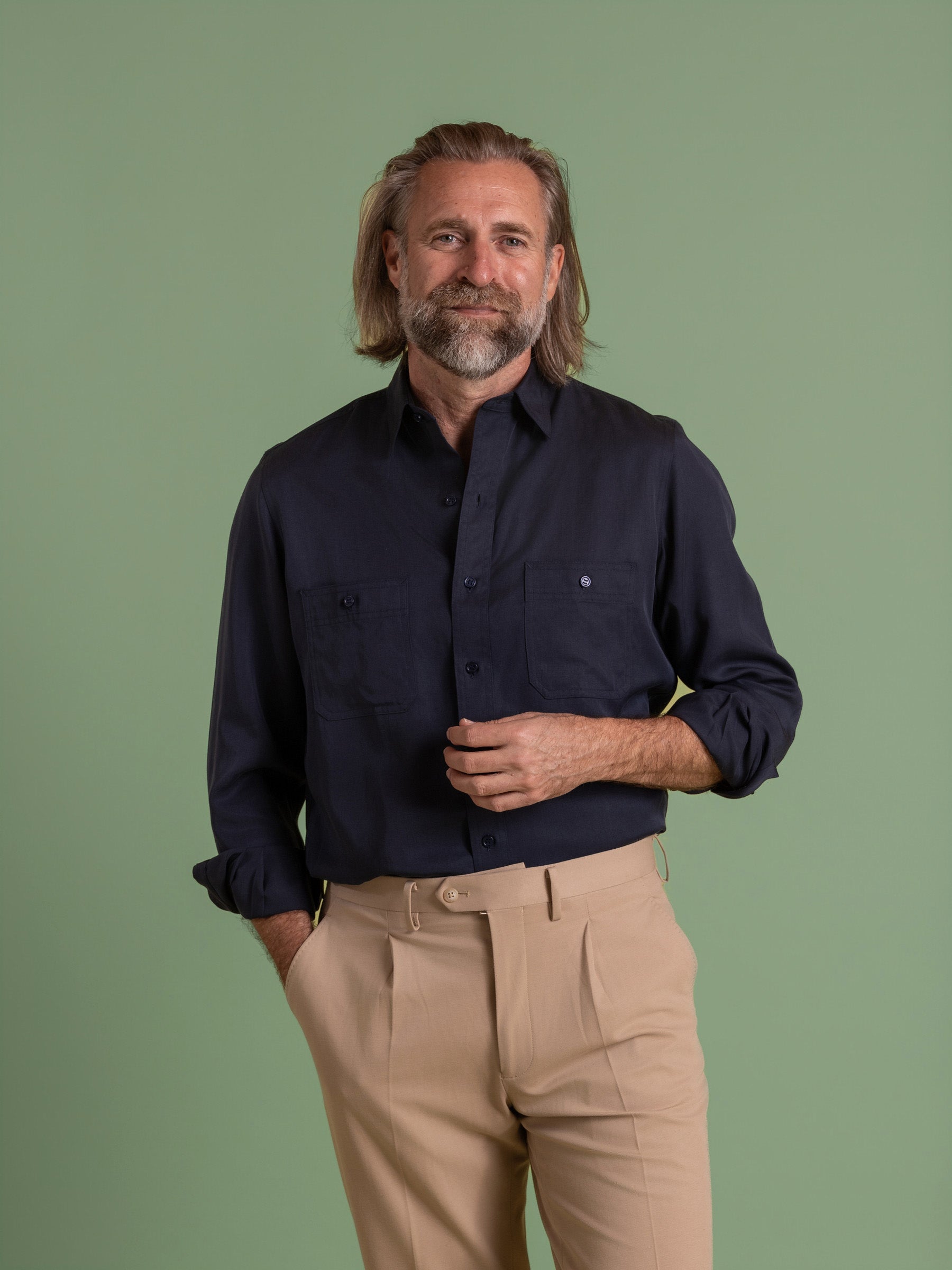 Navy Tencel Osaka Shirt