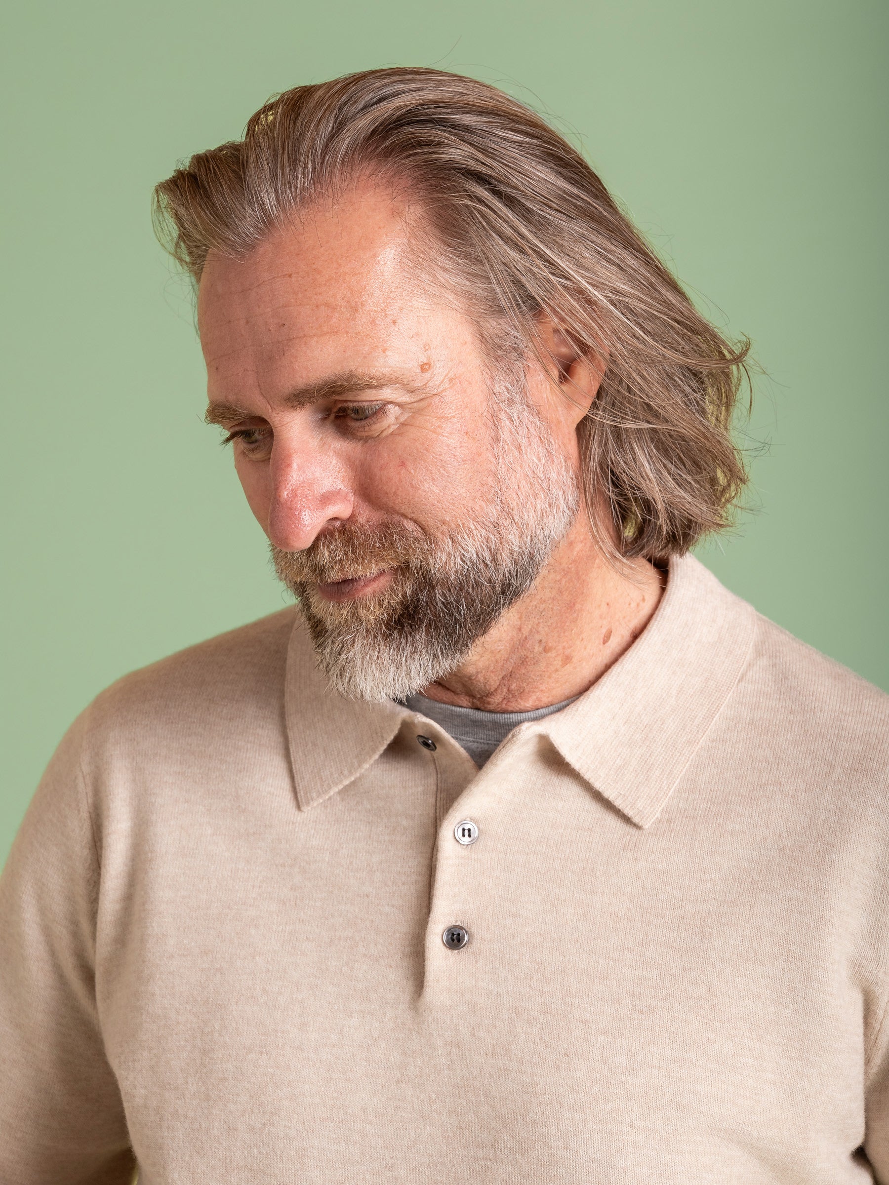 Nougat Wool Cashmere Button Polo