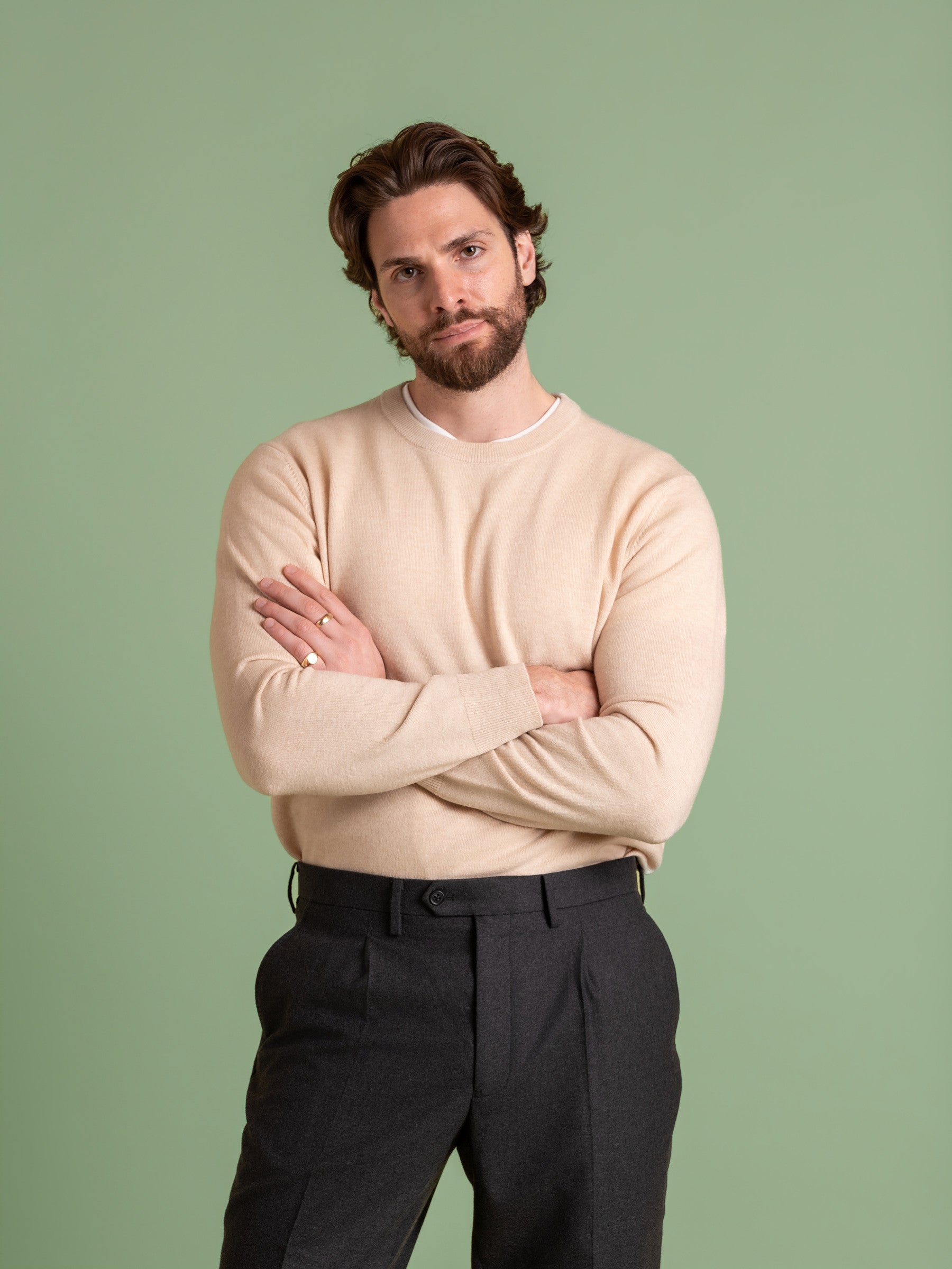Nougat Wool Cashmere Crew