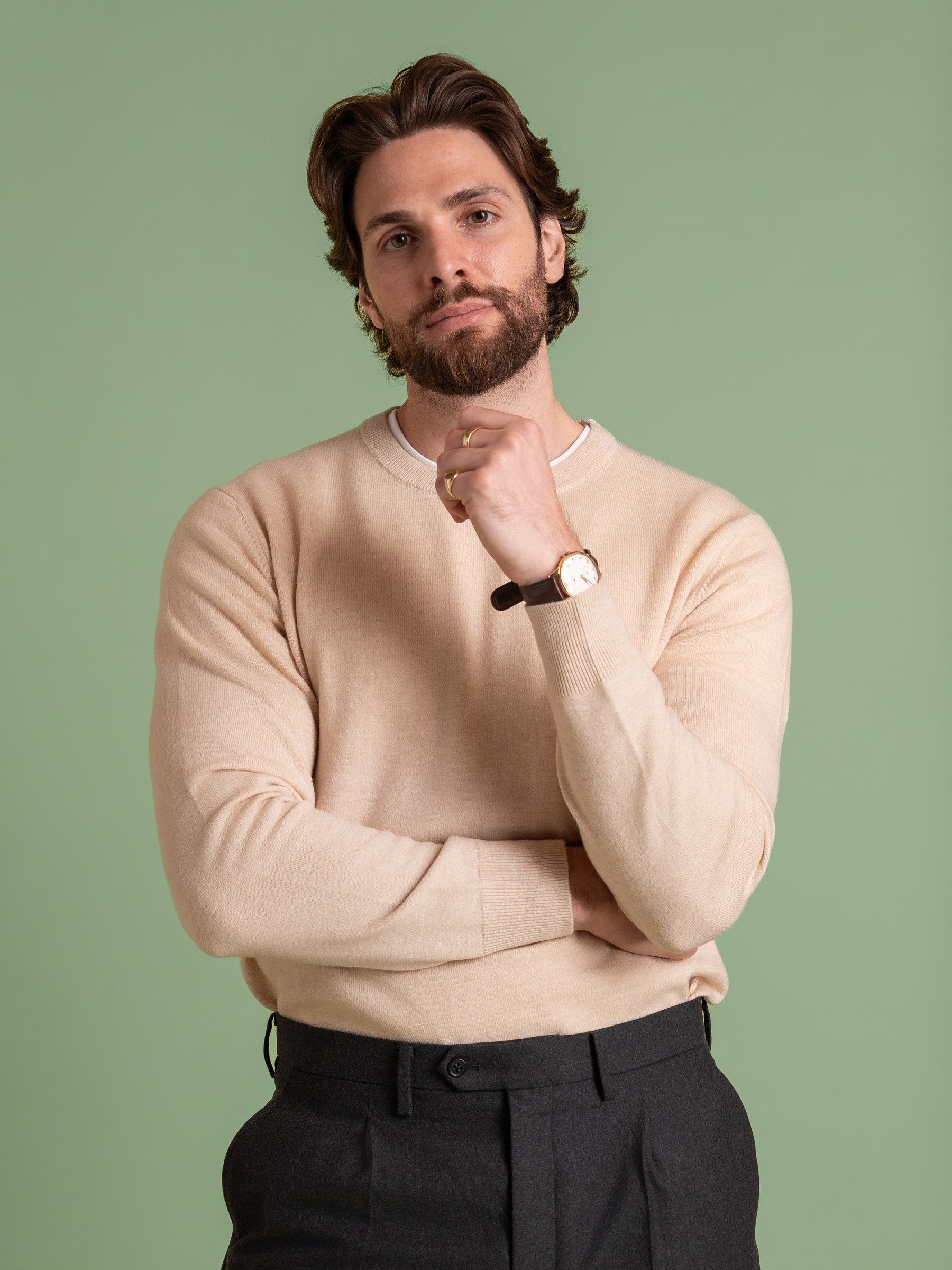 Nougat Wool Cashmere Crew