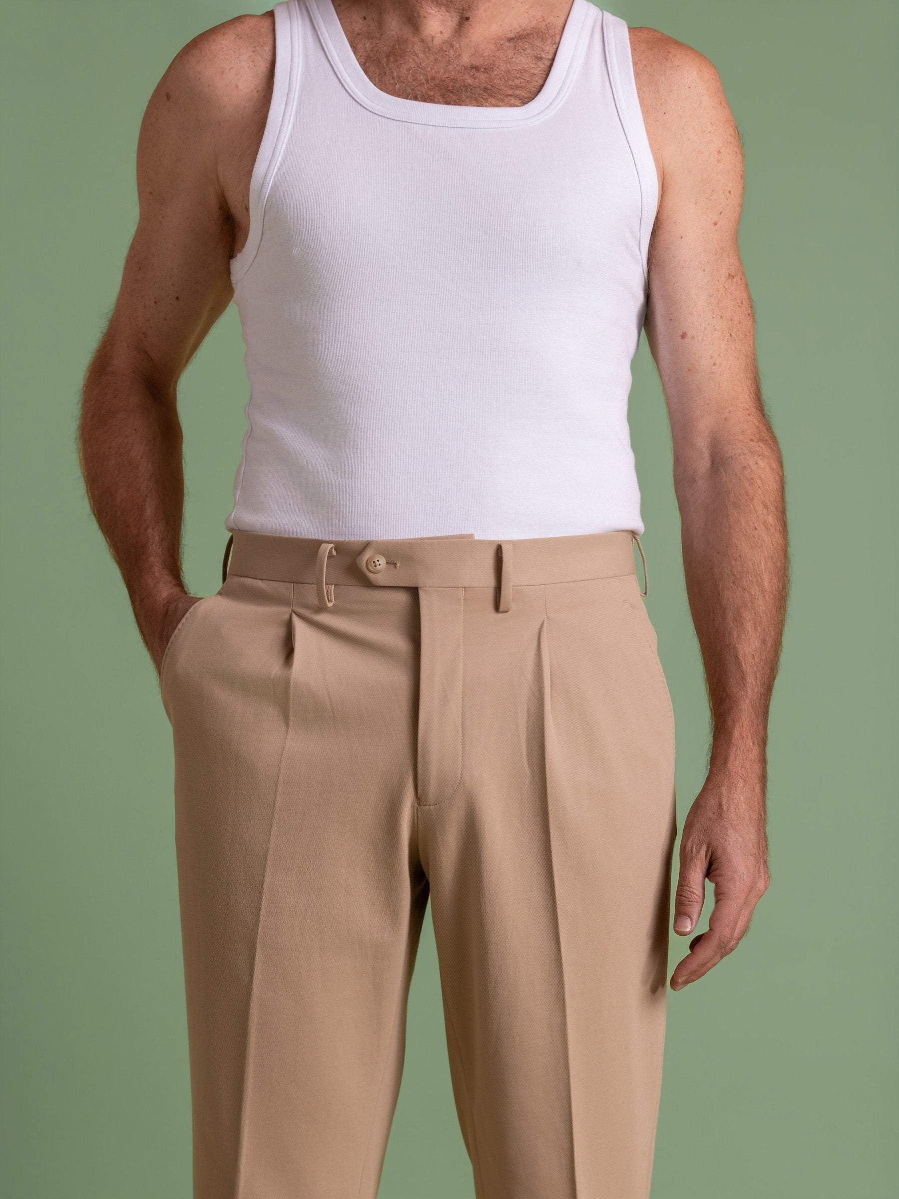 Sand Pleated Trouser