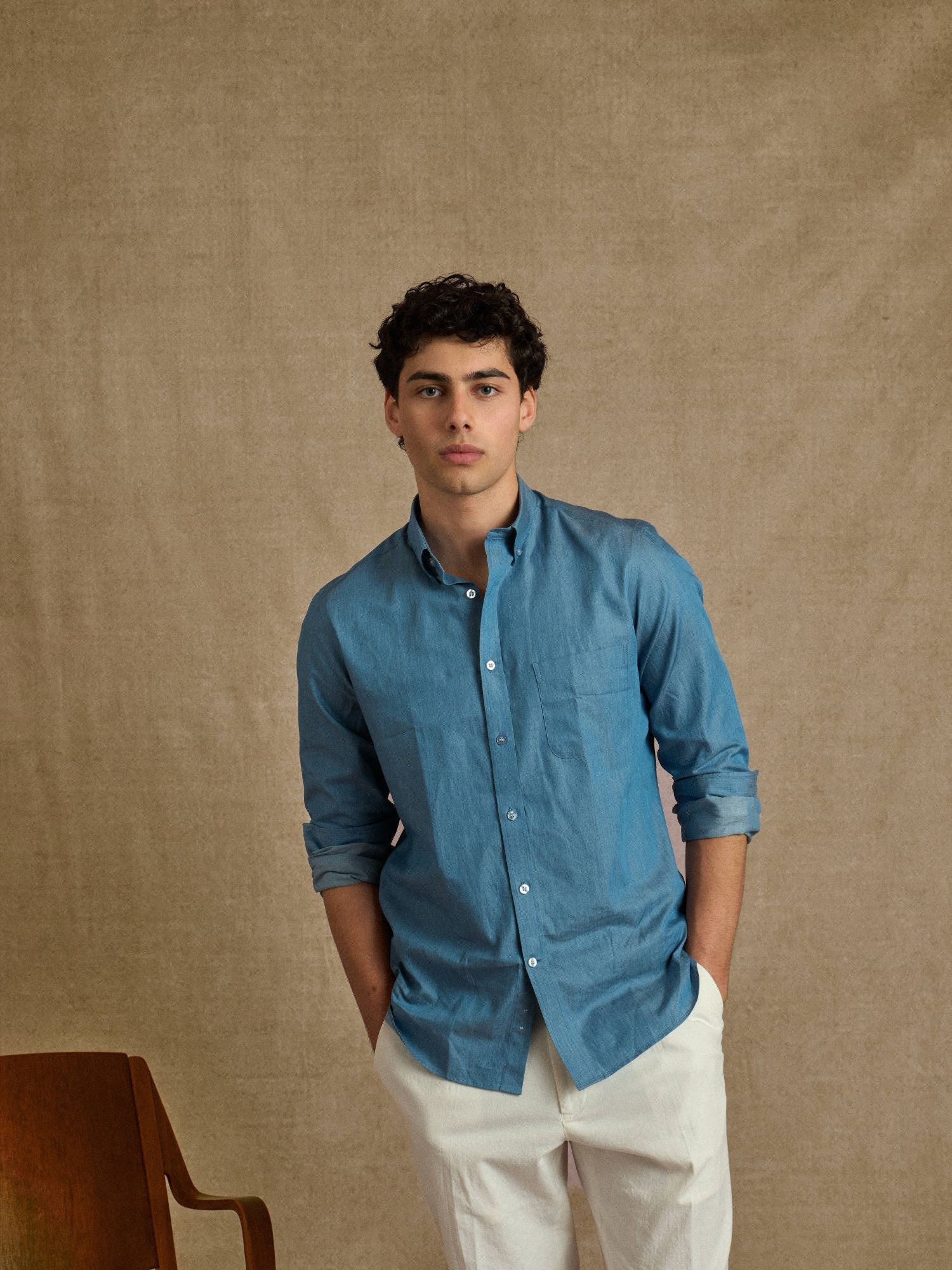 Blue Chambray Button Down Shirt