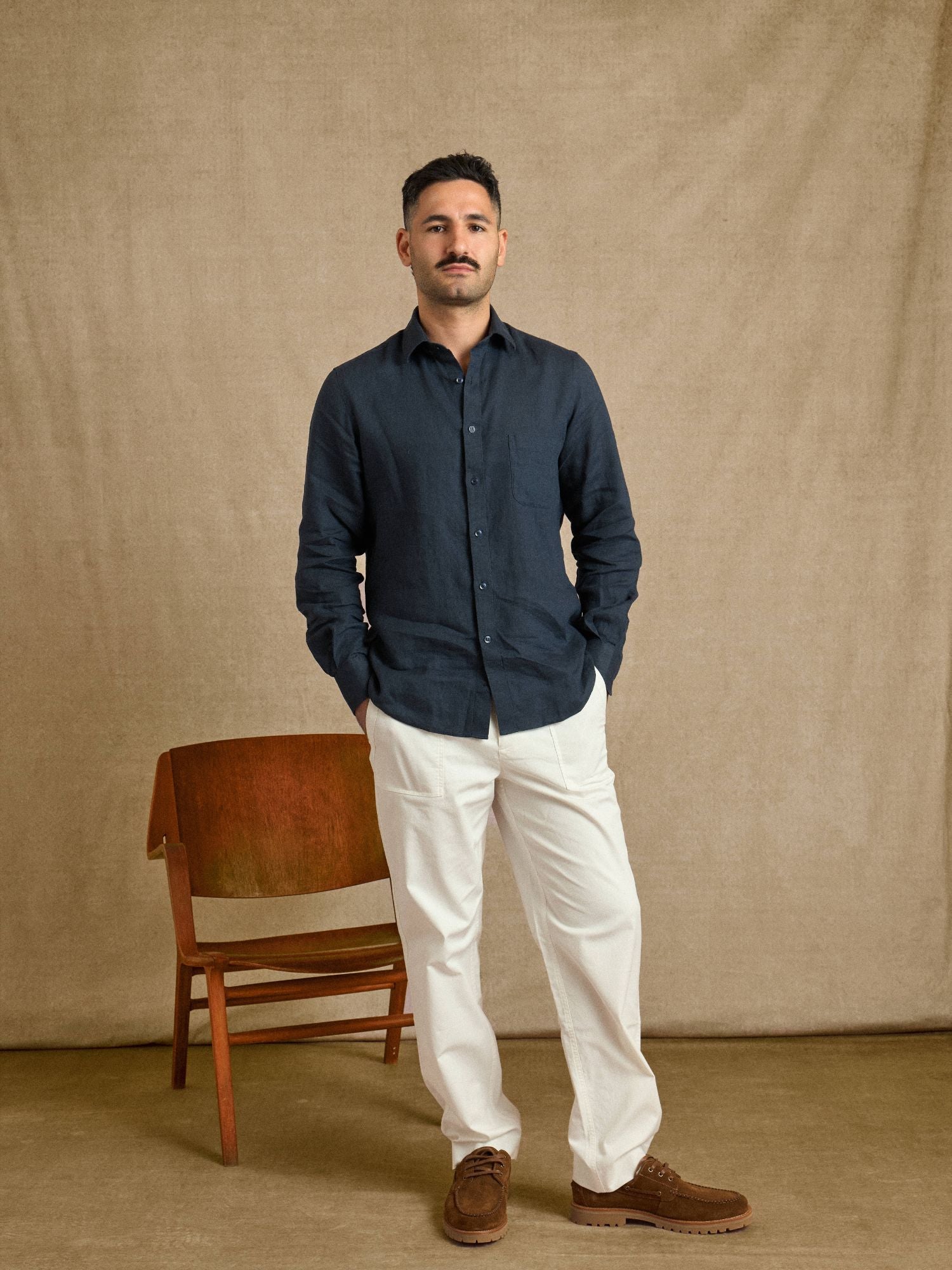 Navy Linen Shirt