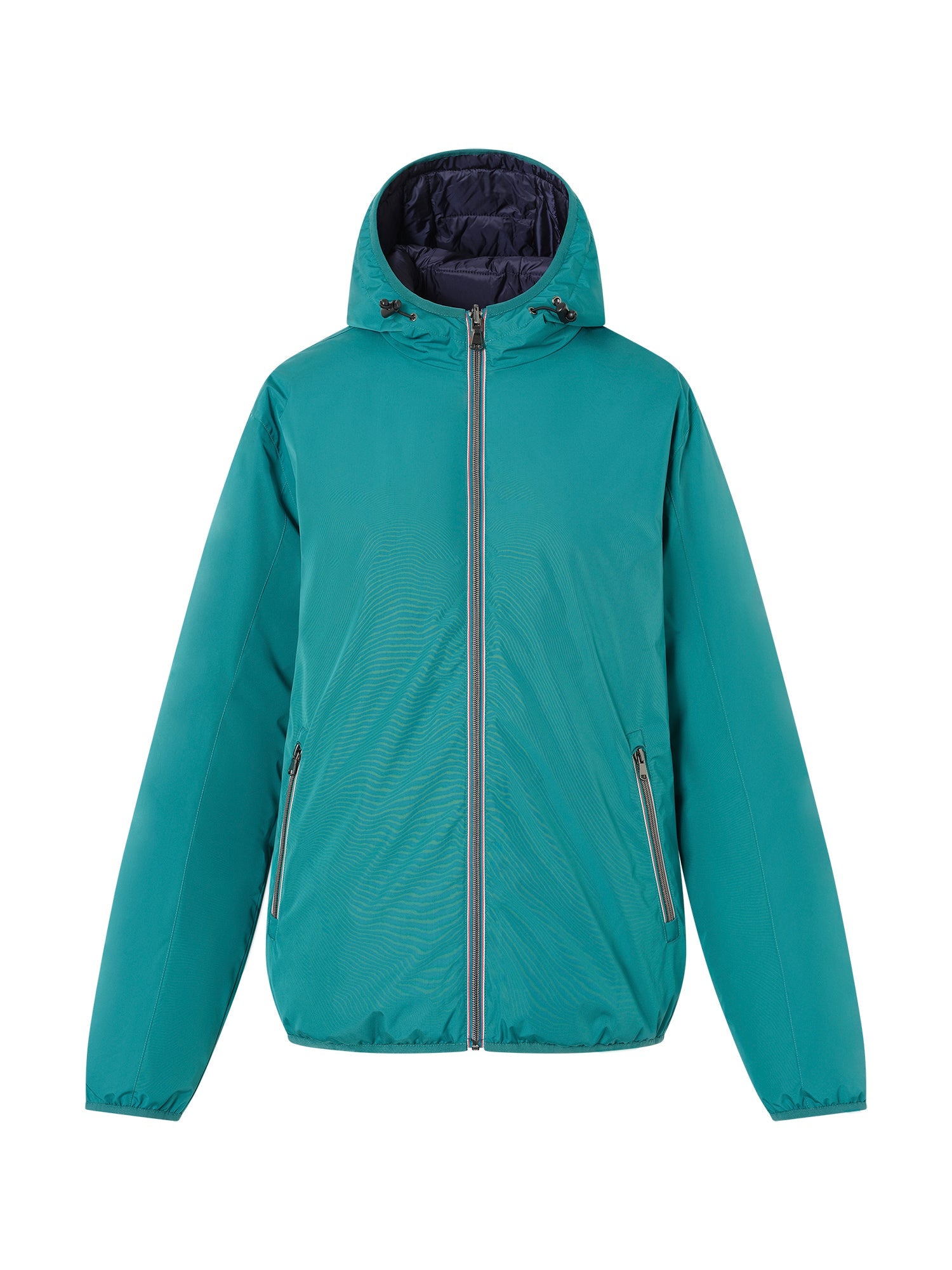 Acqua/Navy Reversible Hooded Down Jacket - Nazario Parisi & Sons