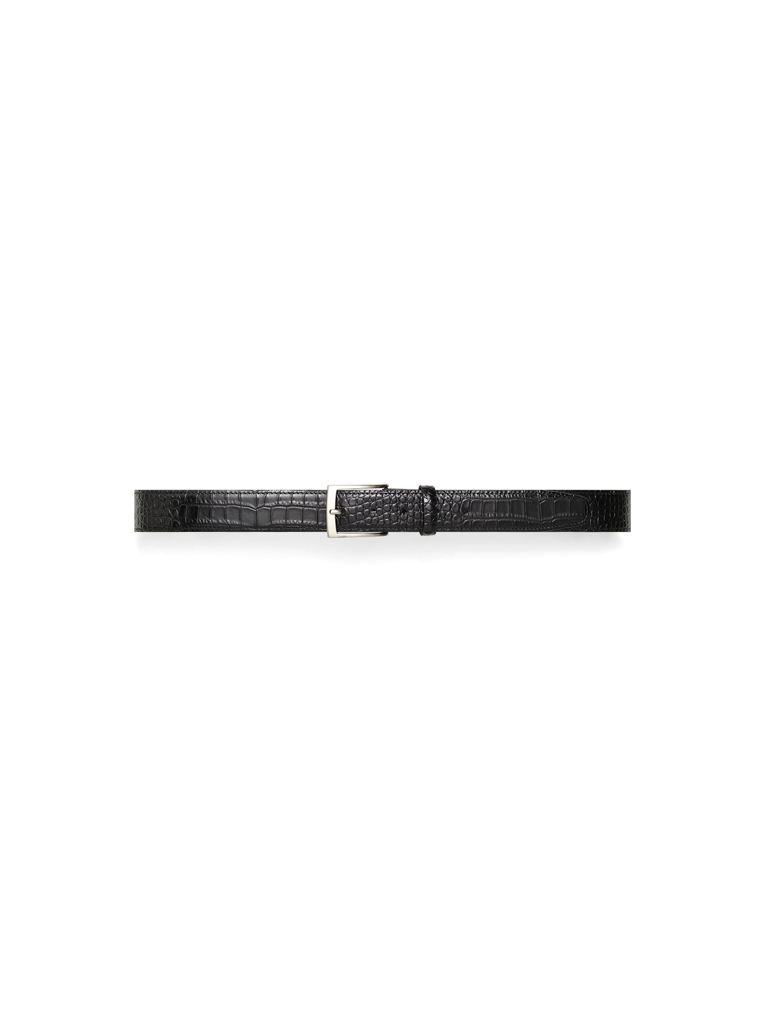 Black Crocodile Leather Print Belt - Nazario Parisi & Sons