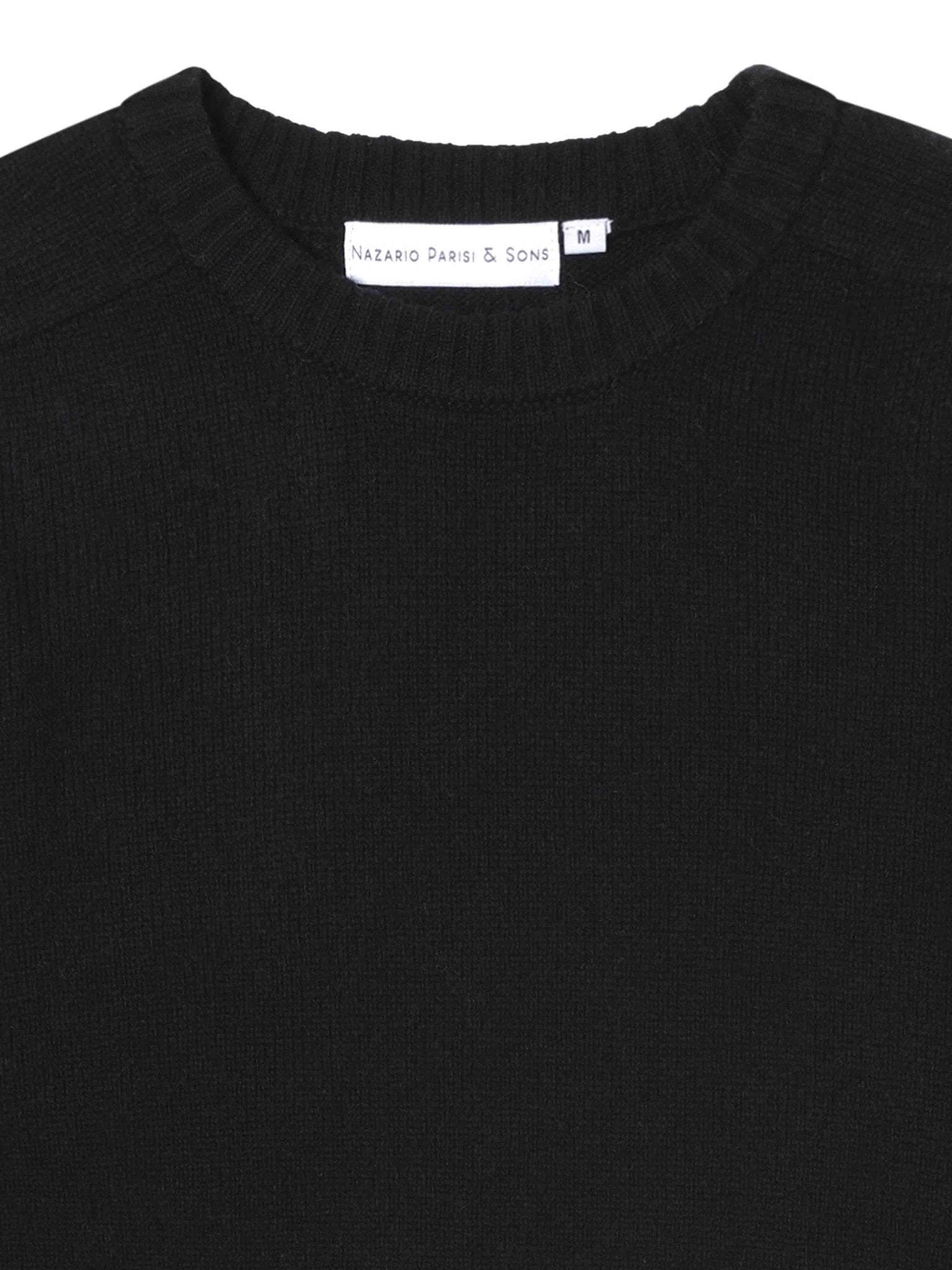 Black Saddle Shoulder Crew Knit - Nazario Parisi & Sons