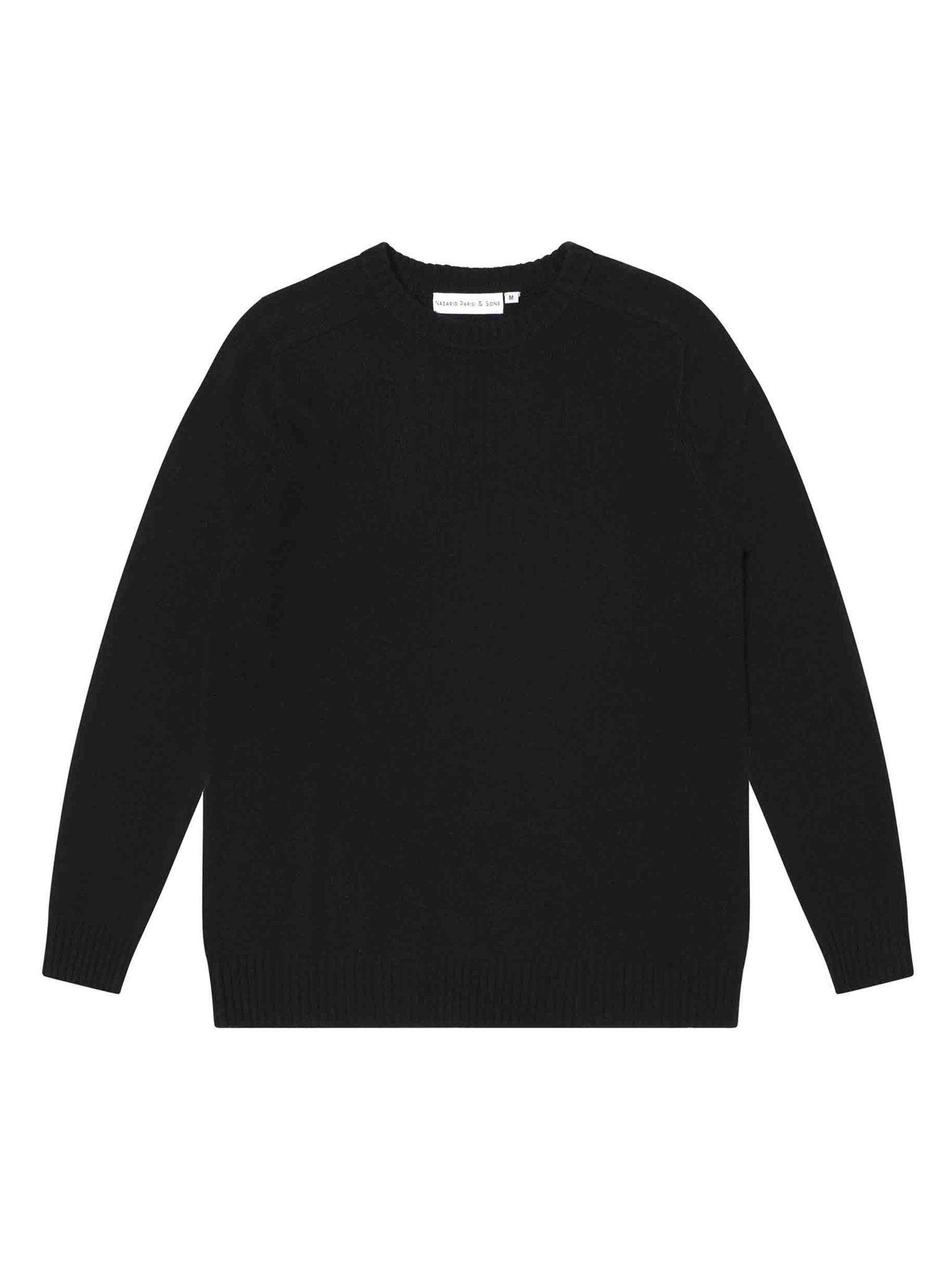 Black Saddle Shoulder Crew Knit - Nazario Parisi & Sons