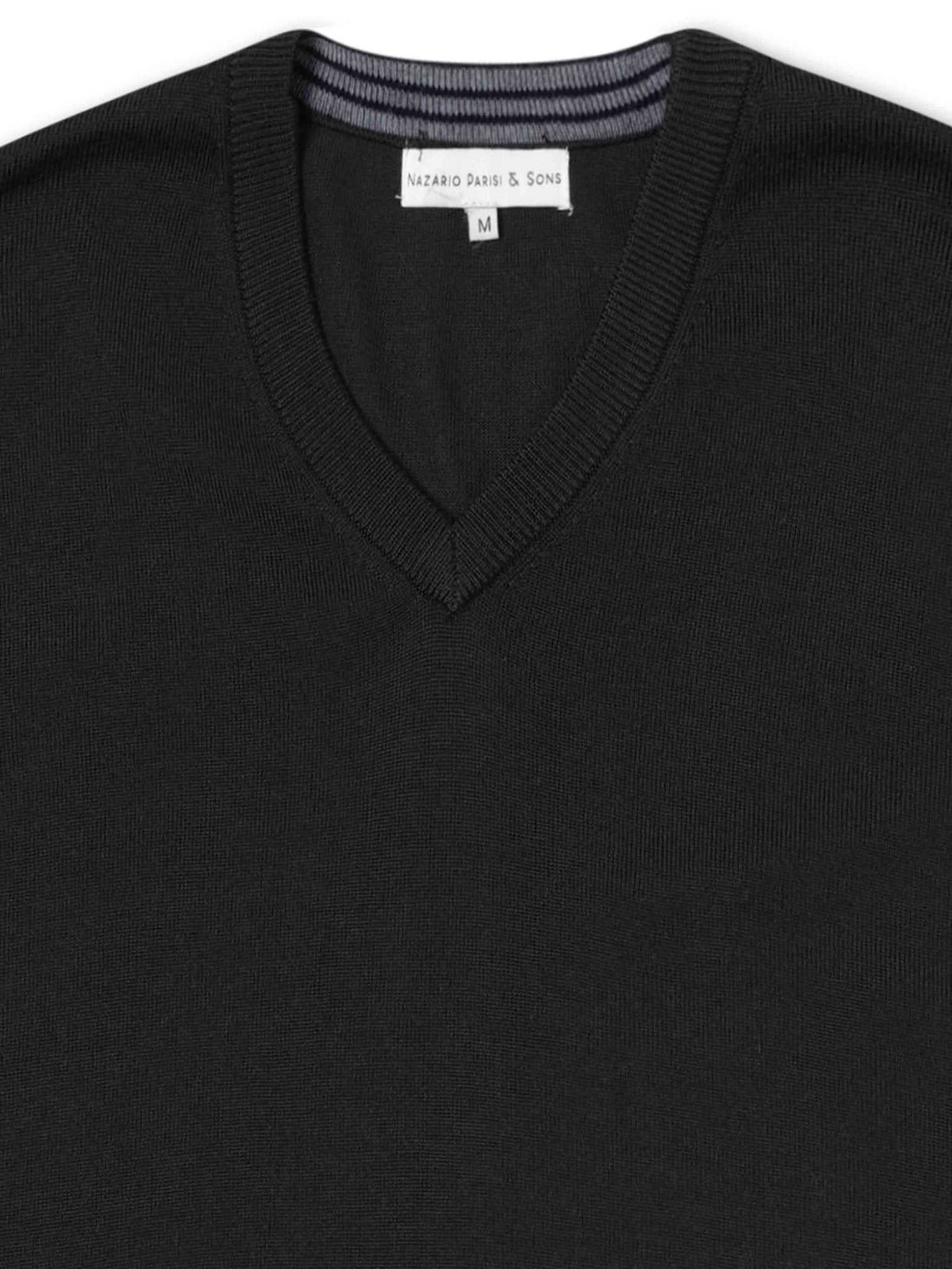 Black V - Neck Merino Knit - Nazario Parisi & Sons