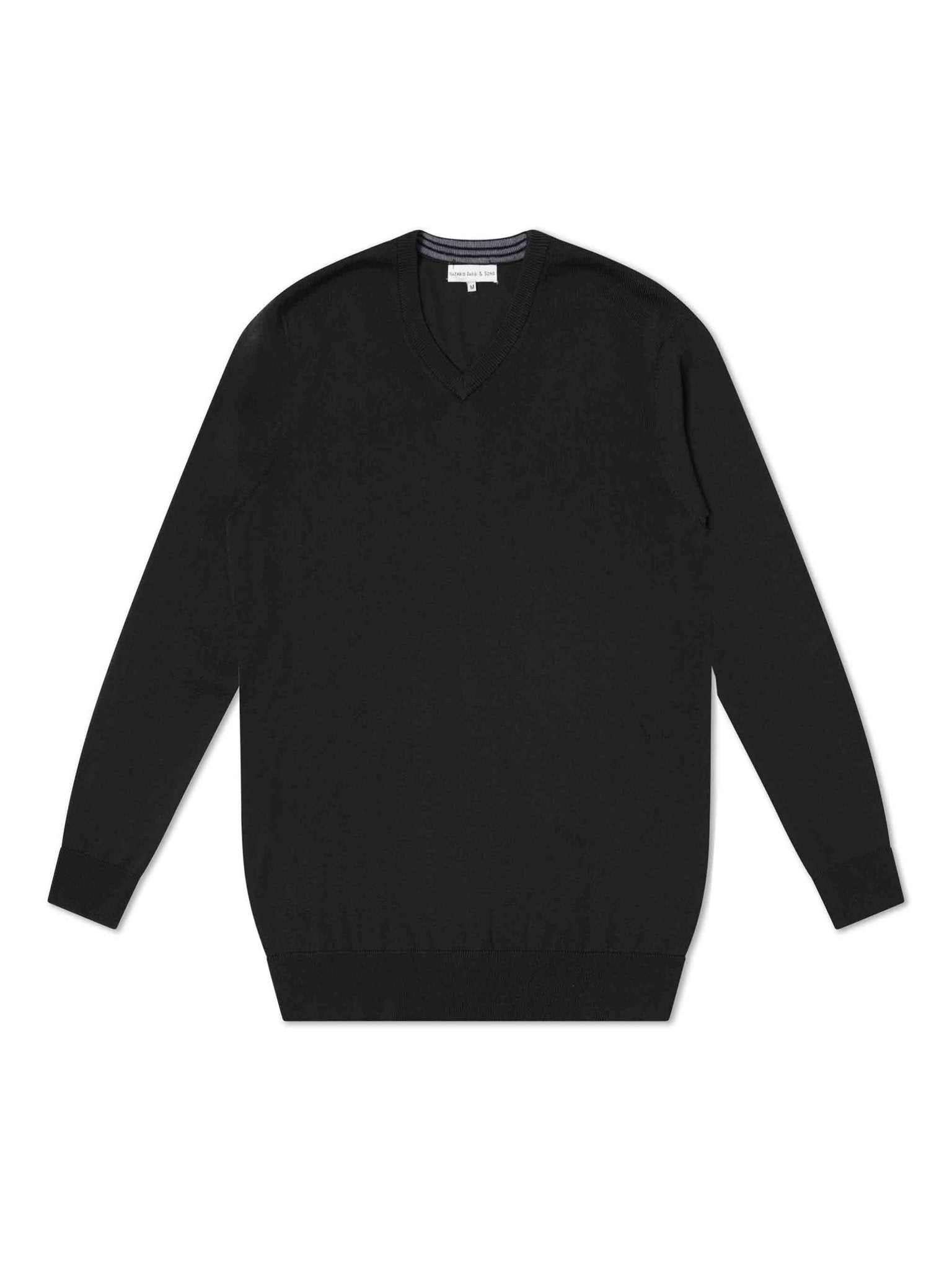 Black V - Neck Merino Knit - Nazario Parisi & Sons