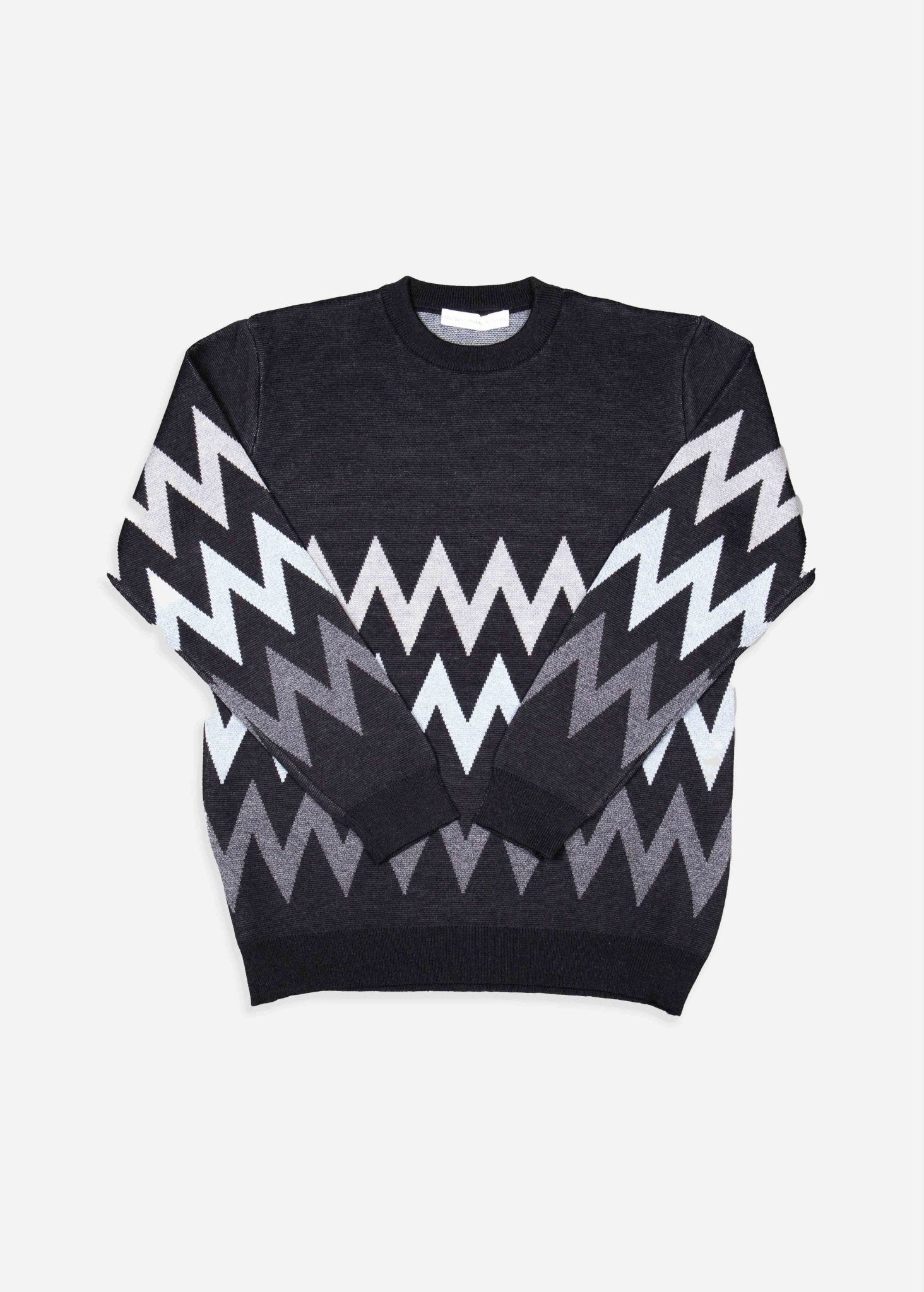 Black Zigzag Jacquard Knit - Nazario Parisi & Sons