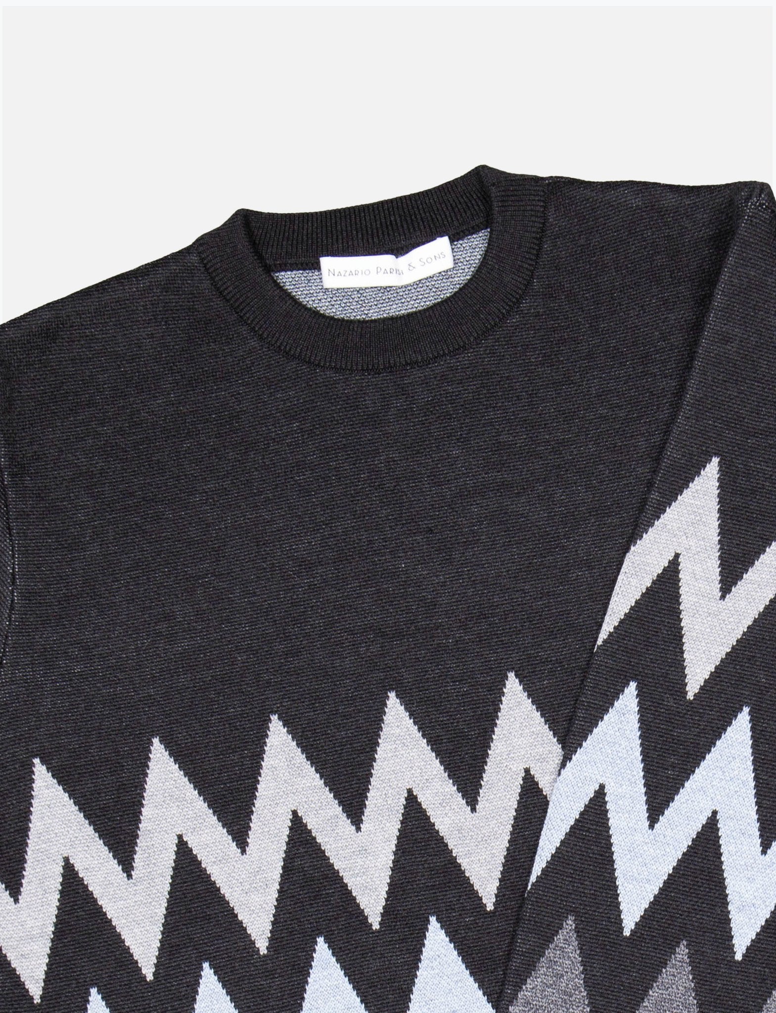 Black Zigzag Jacquard Knit - Nazario Parisi & Sons