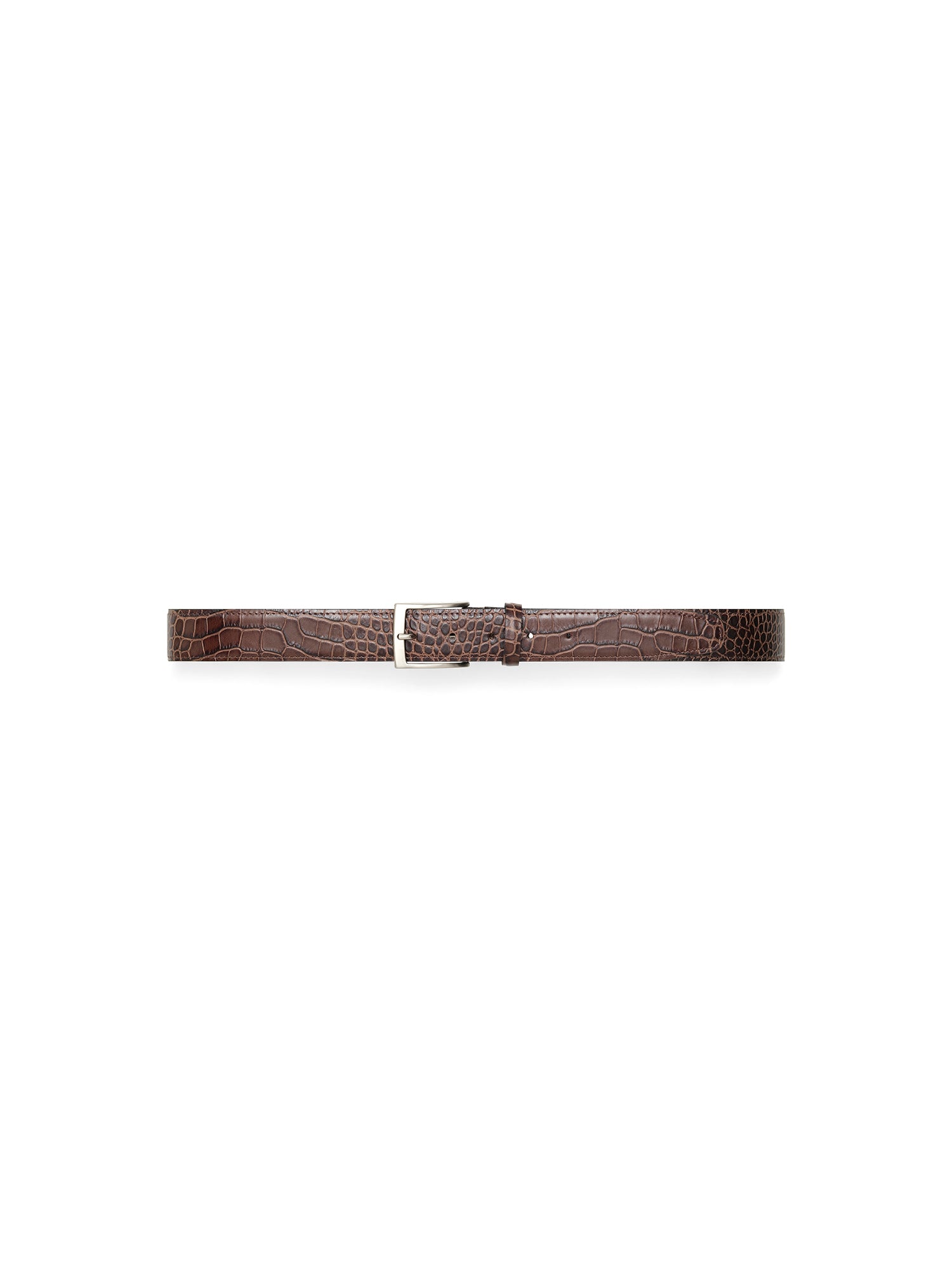 Brown Crocodile Leather Print Belt - Nazario Parisi & Sons