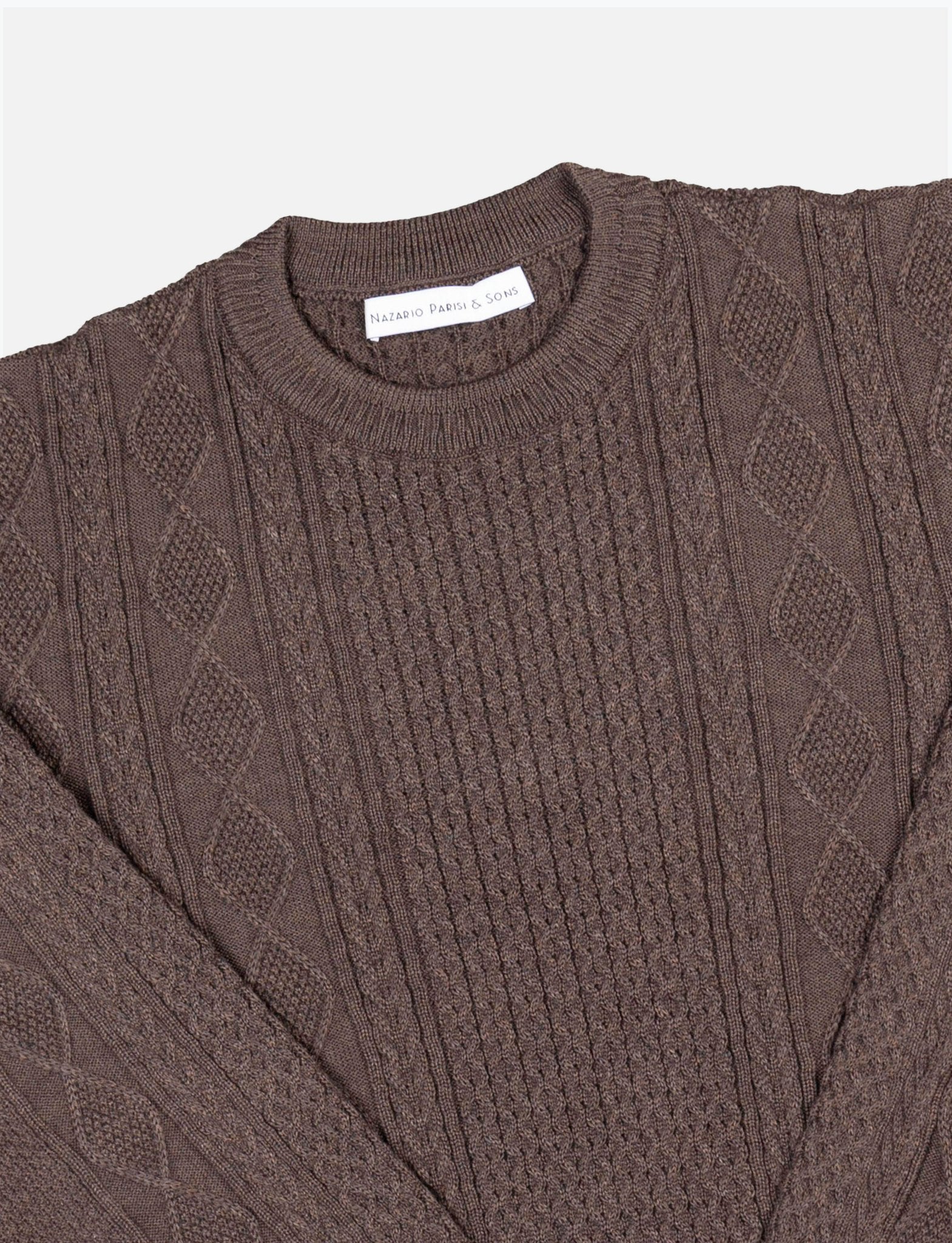 Brown Honeycomb Cable Knit - Nazario Parisi & Sons