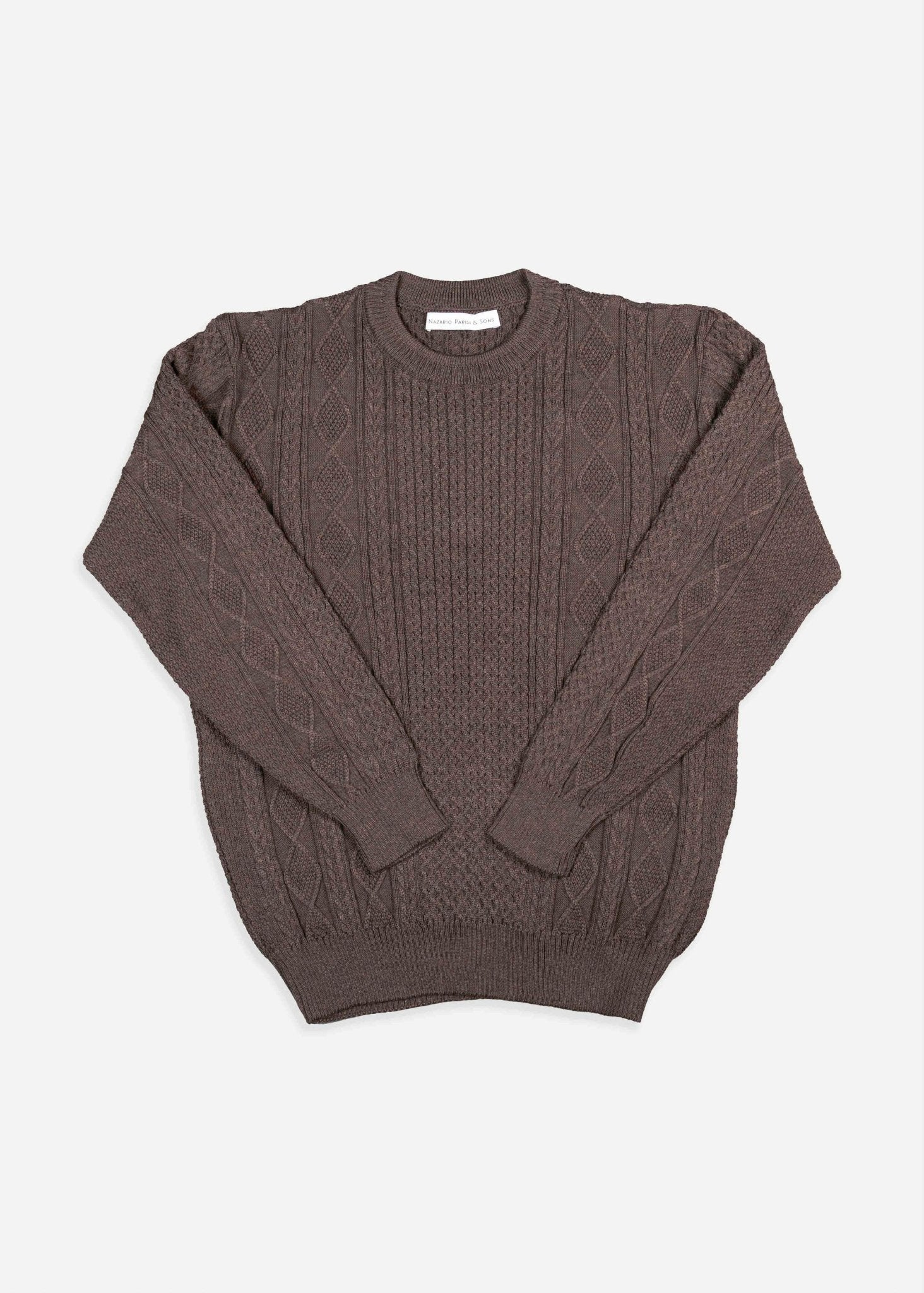 Brown Honeycomb Cable Knit - Nazario Parisi & Sons