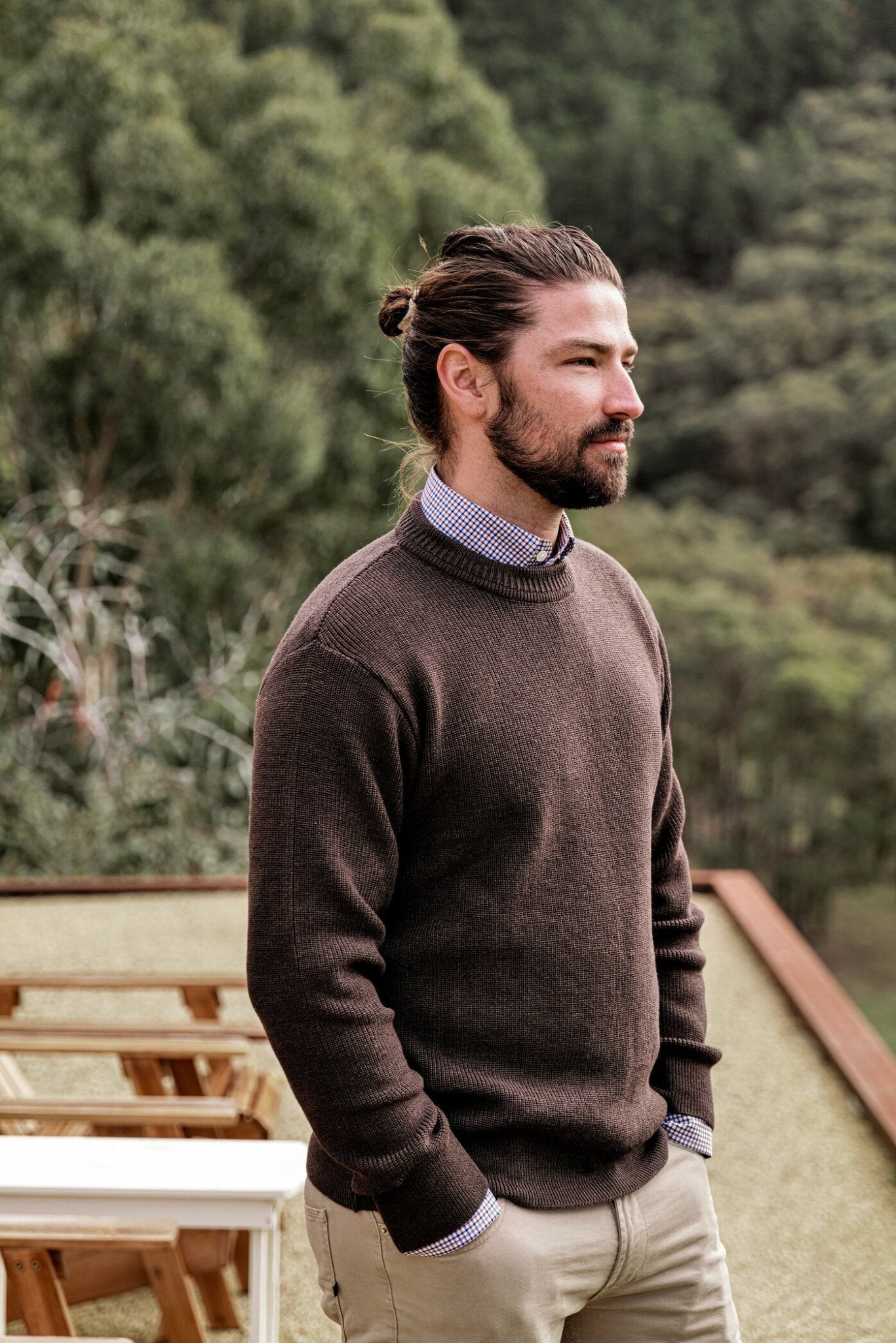 Brown Melange Fisherman Rib Knit - Nazario Parisi & Sons