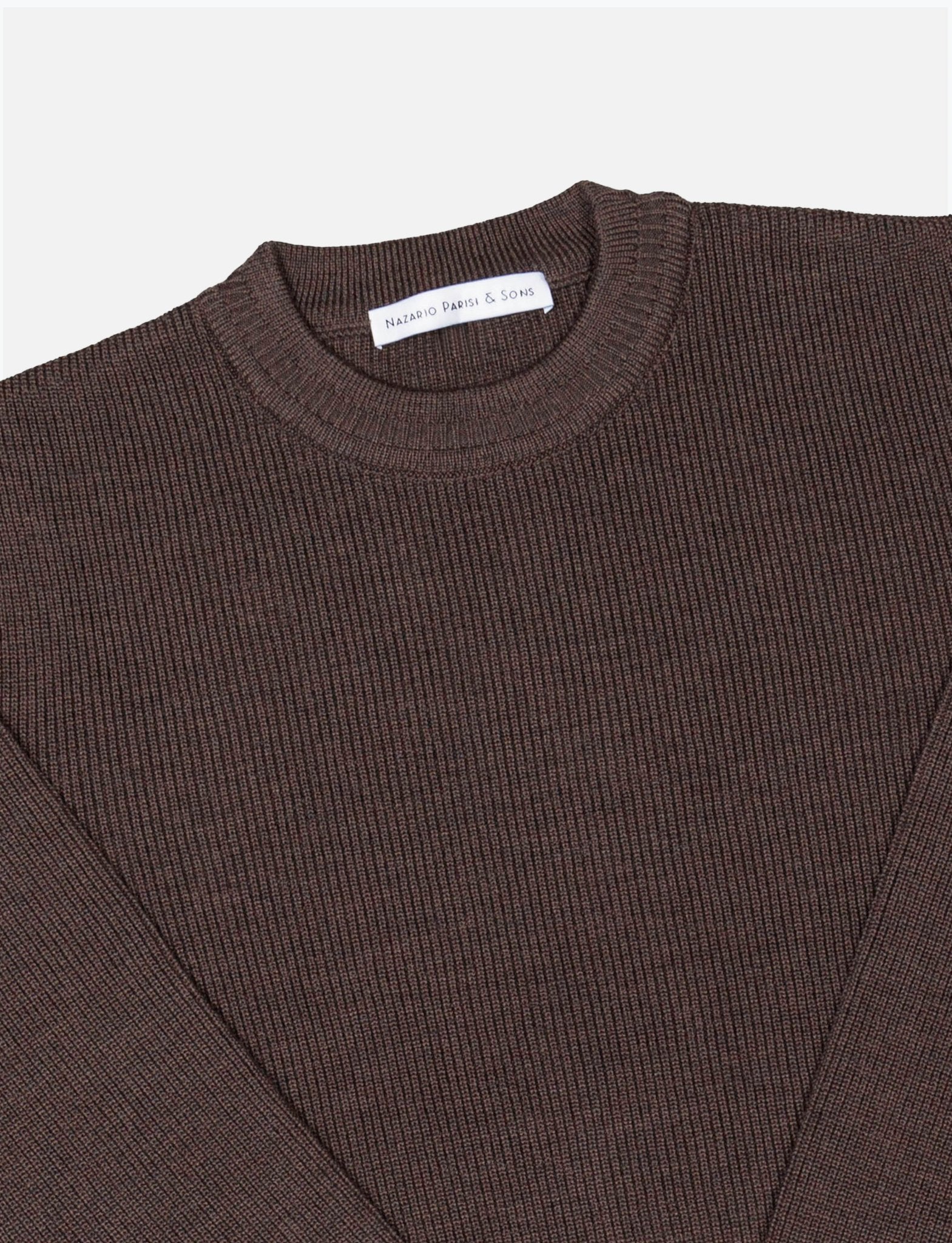 Brown Melange Fisherman Rib Knit - Nazario Parisi & Sons