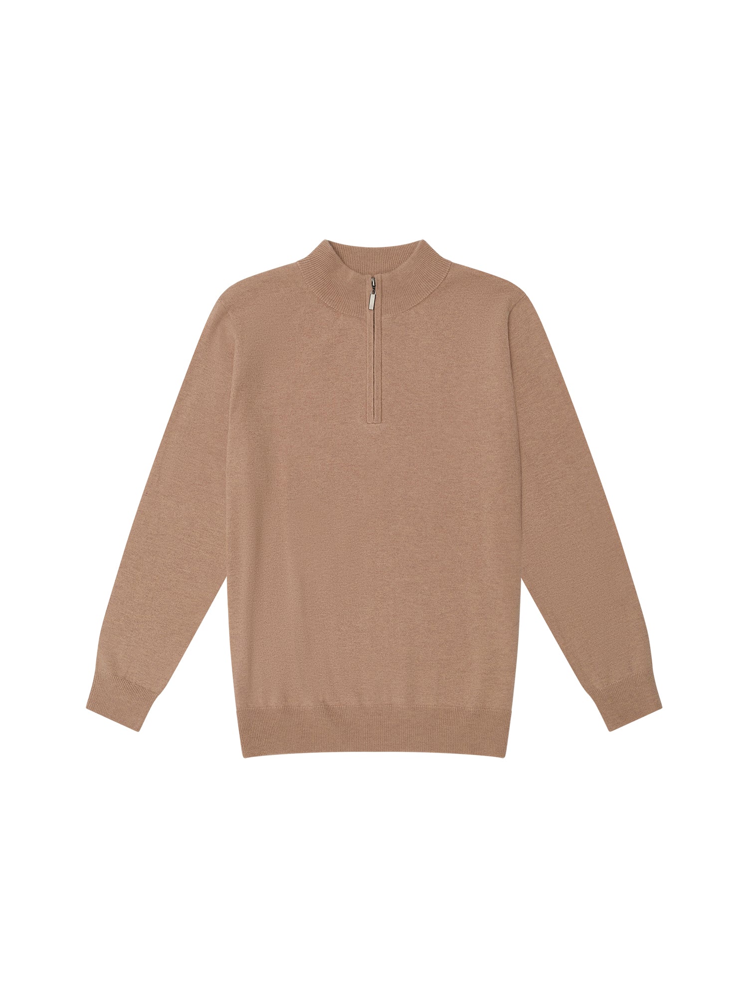 Camel Cashmere Wool Quarter - Zip Knit - Nazario Parisi & Sons